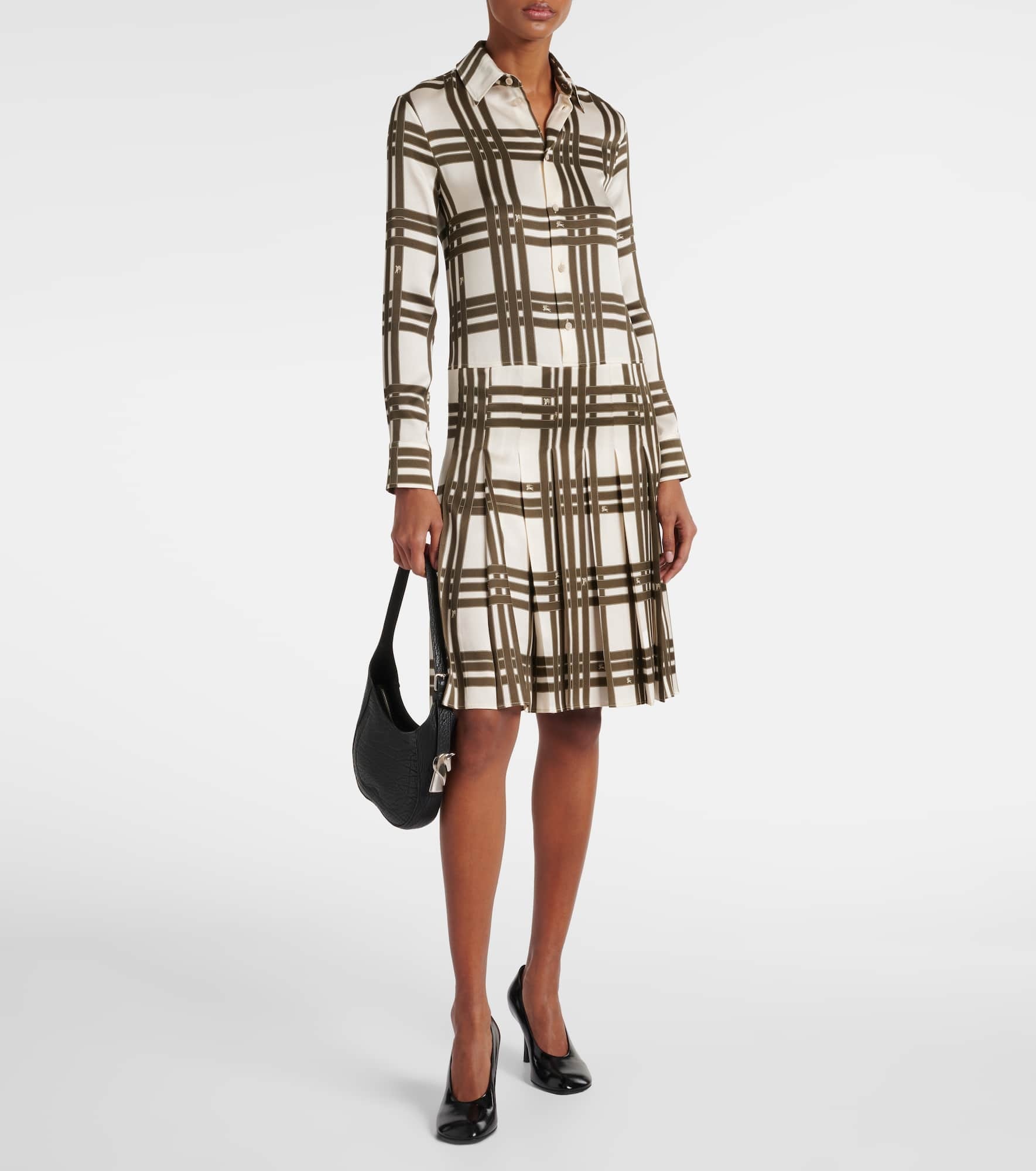 Ribbon Check silk shirt dress - 2