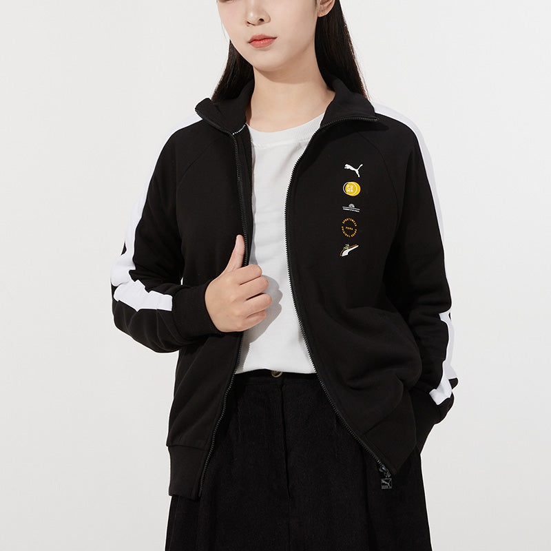 (WMNS) PUMA Formstripe Knitting Stand Collar Jacket Black 534421-01 - 3