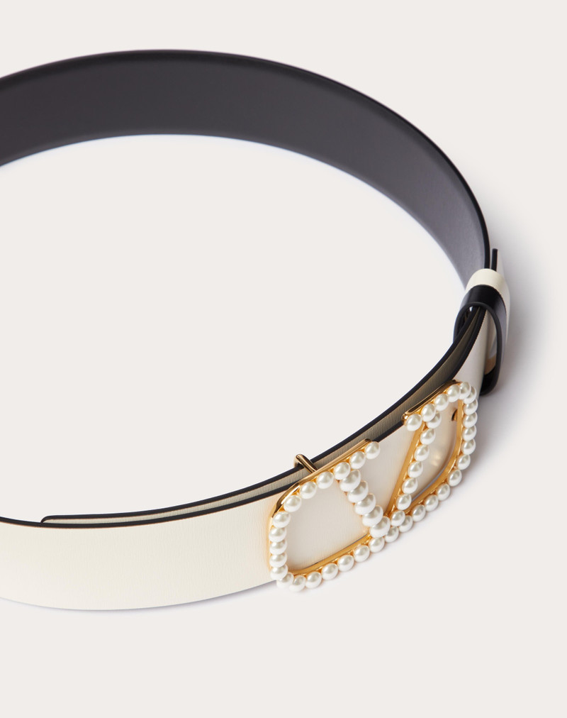 VLOGO SIGNATURE REVERSIBLE BELT IN SHINY CALFSKIN WITH PEARLS 40 MM 4