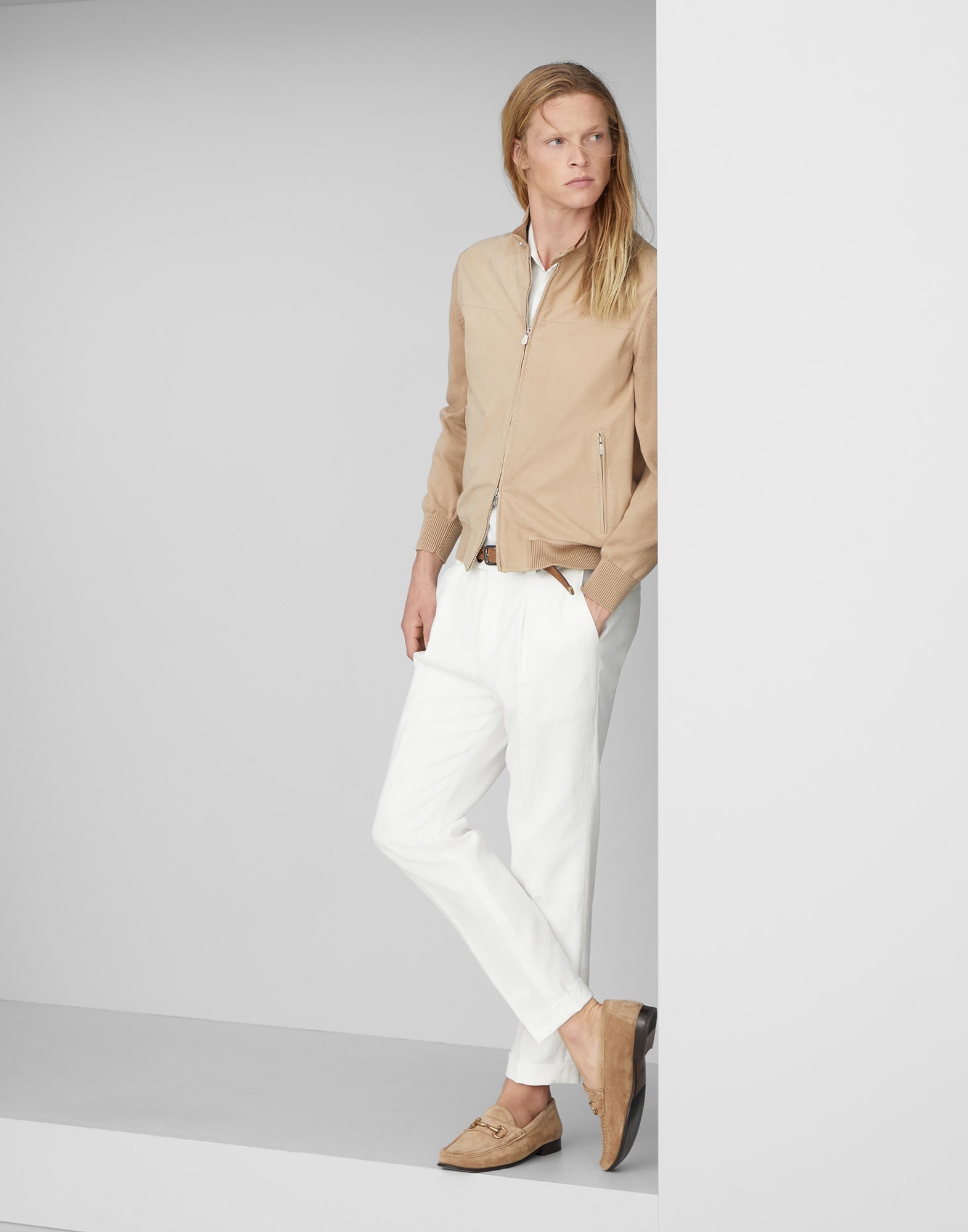 Nubuck and cotton knit pilot jacket - 6
