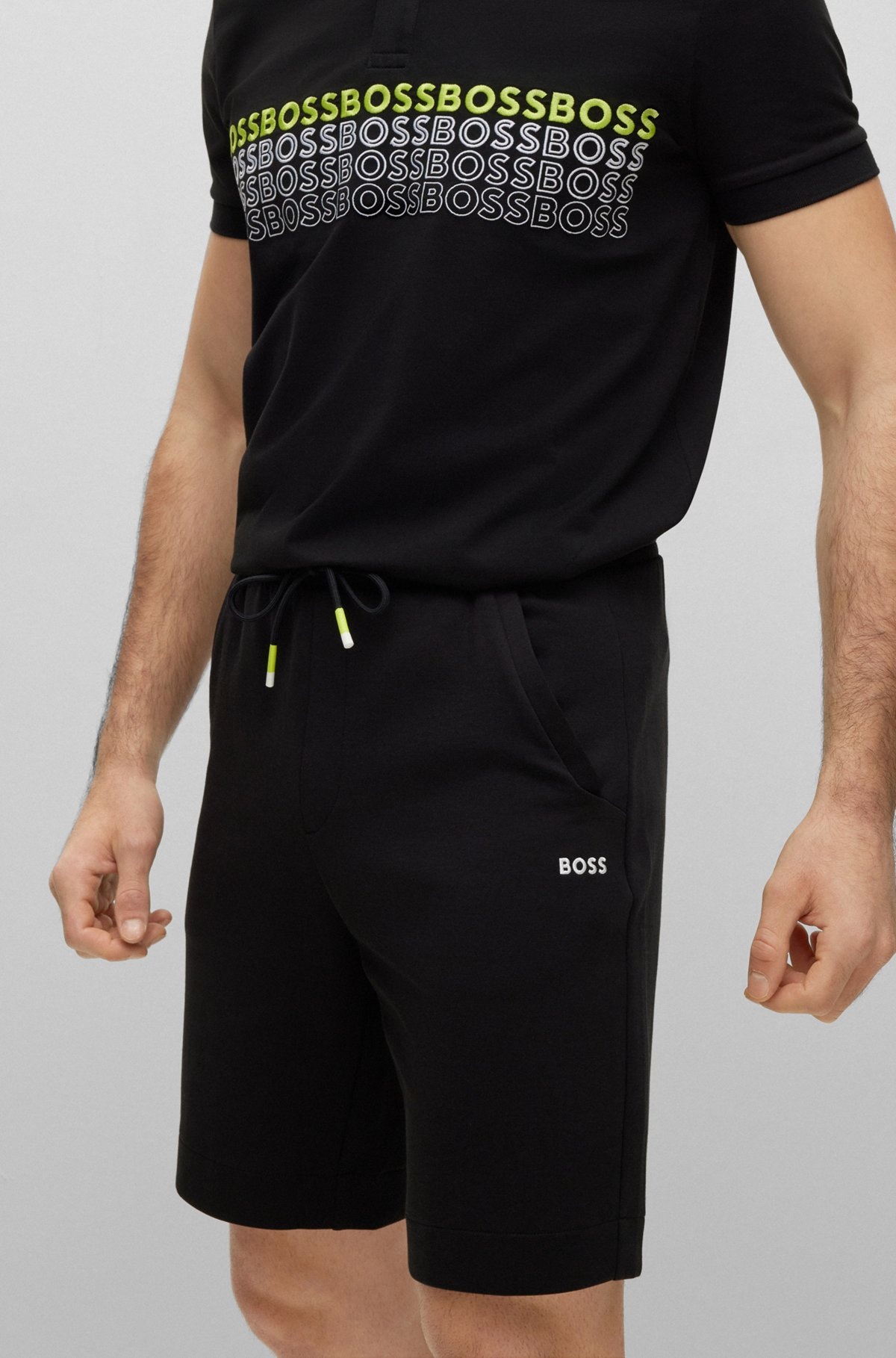 COTTON-BLEND REGULAR-FIT SHORTS WITH EMBROIDERED LOGOS - 3