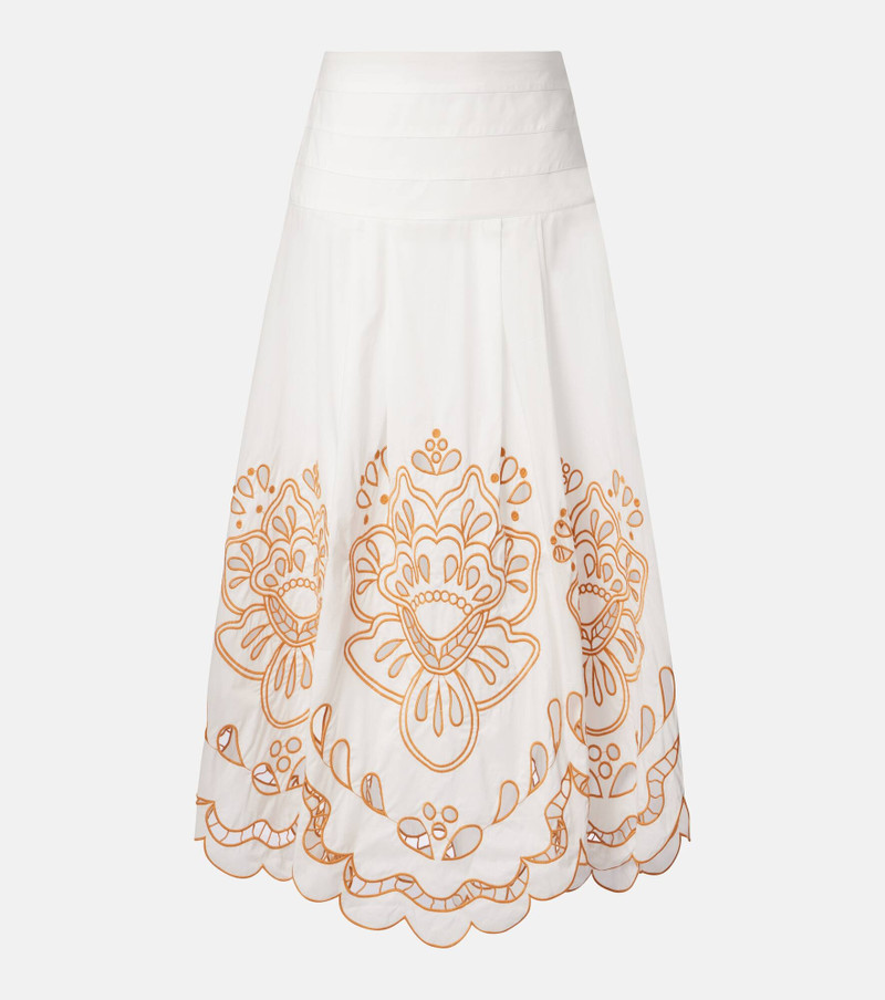 Embroidered cotton midi skirt 1