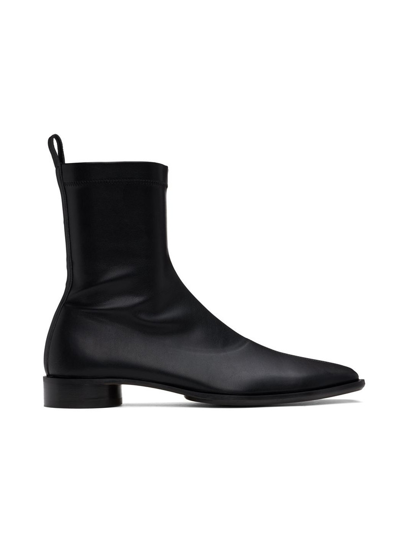Black Zip Leather Boots 1