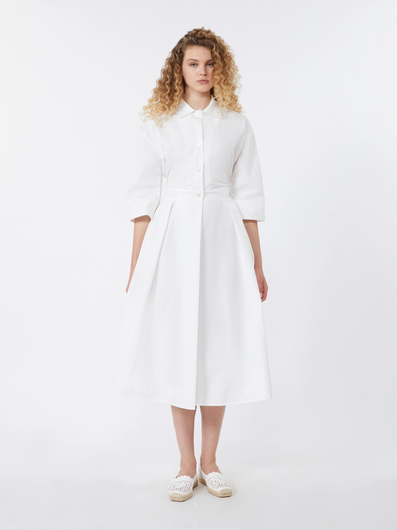 PADANA Cotton-poplin midi shirt dress - WHITE 3