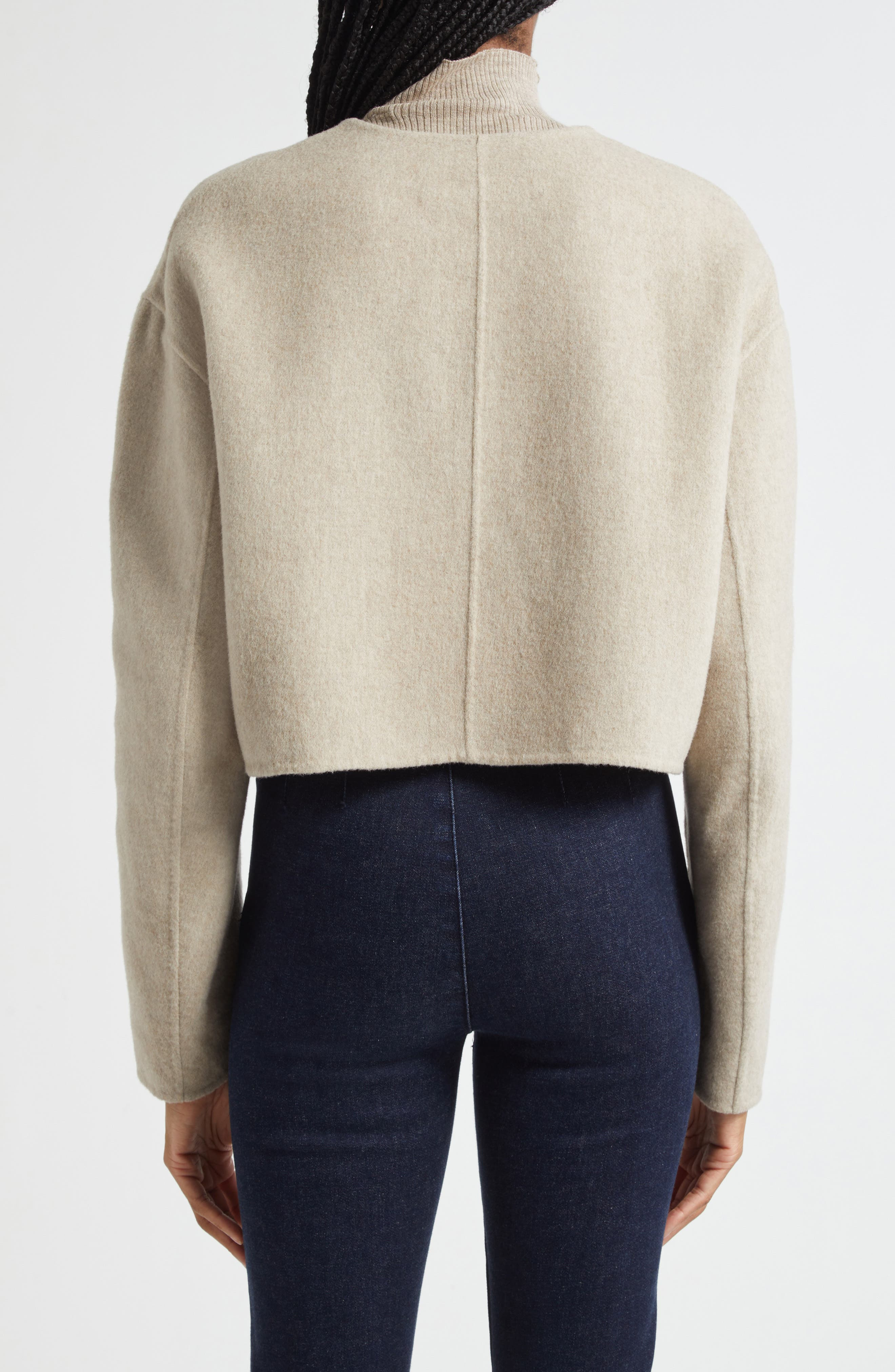 Veronica Beard Philips Crop Wool Blend Jacket in Oatmeal Melange at Nordstrom - 3