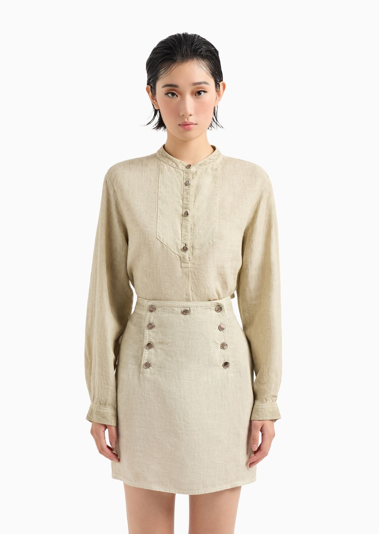 ASV garment-dyed organic linen skirt - 2