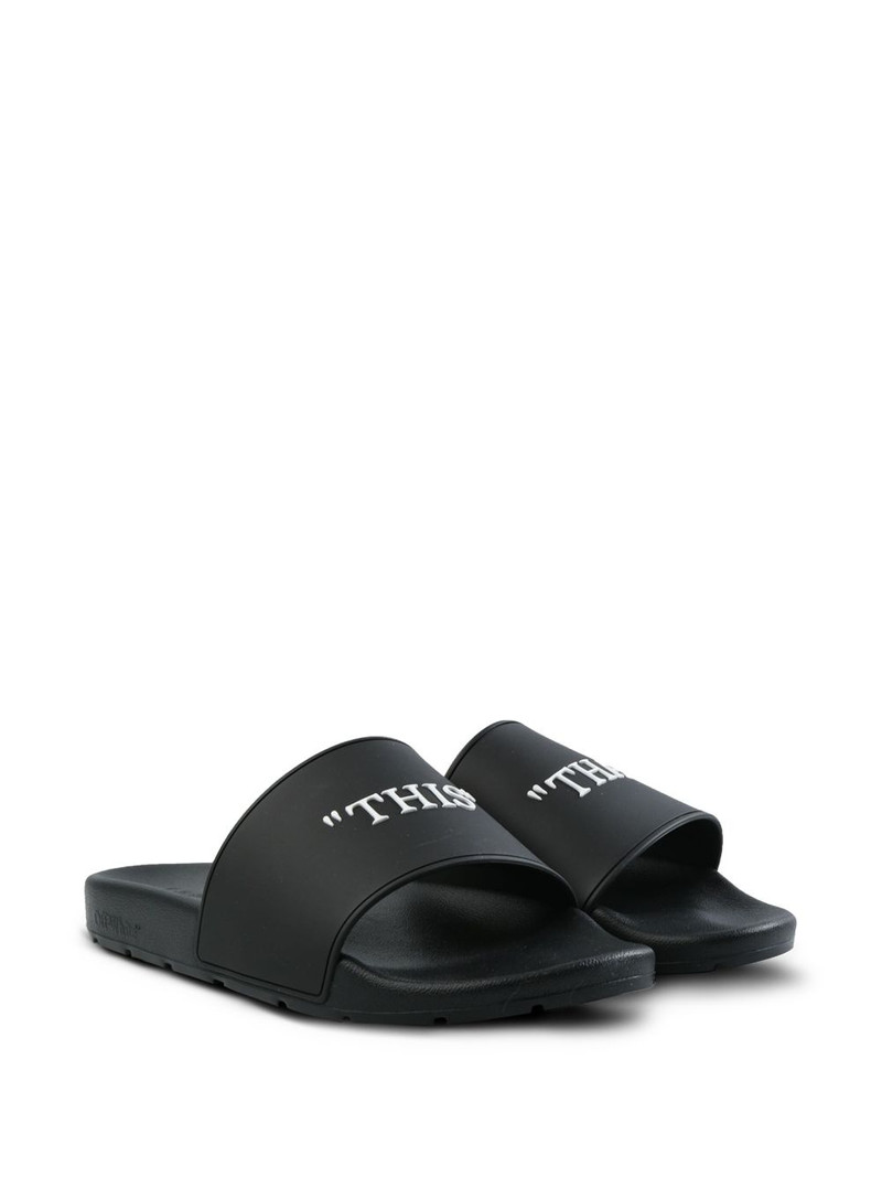 Off-White text-embellished slides outlook