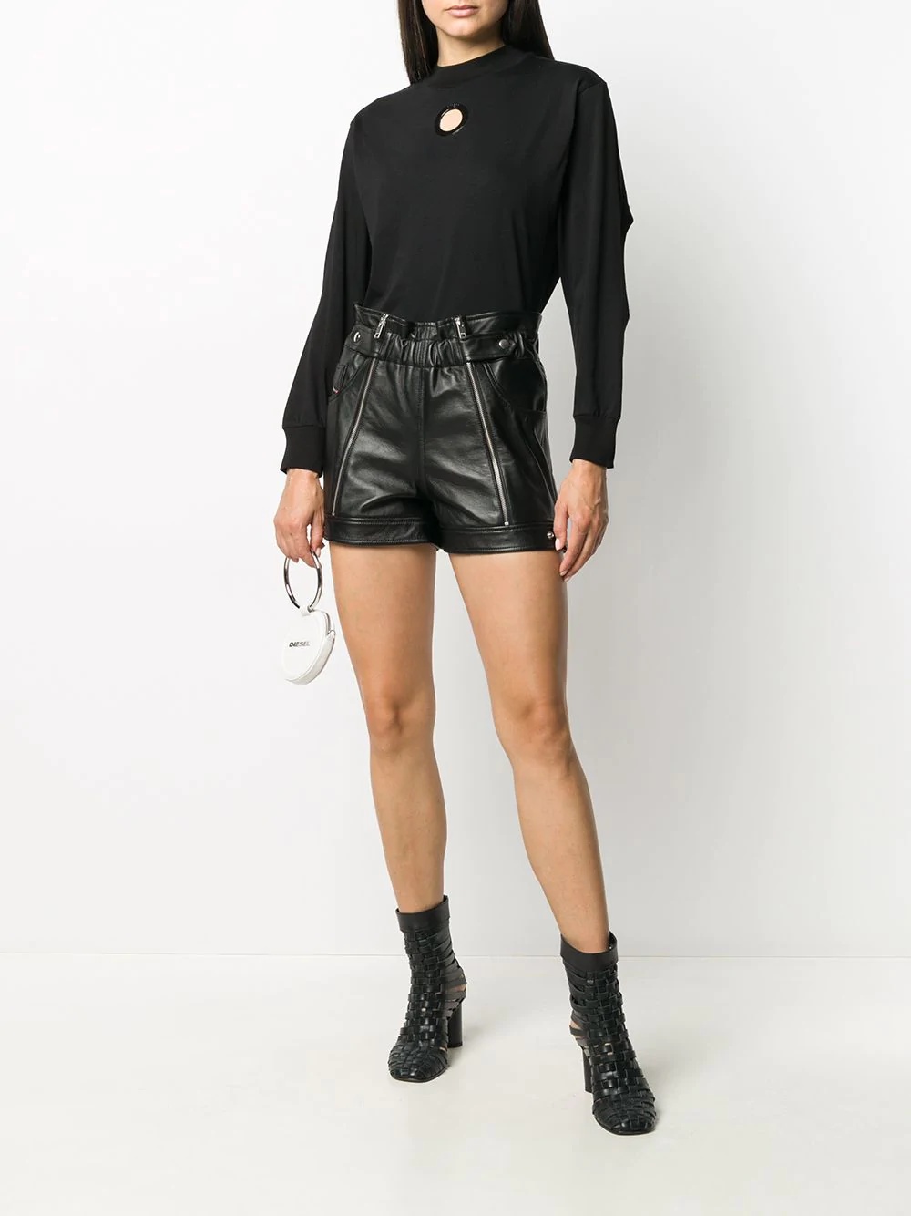 zipped biker shorts - 2