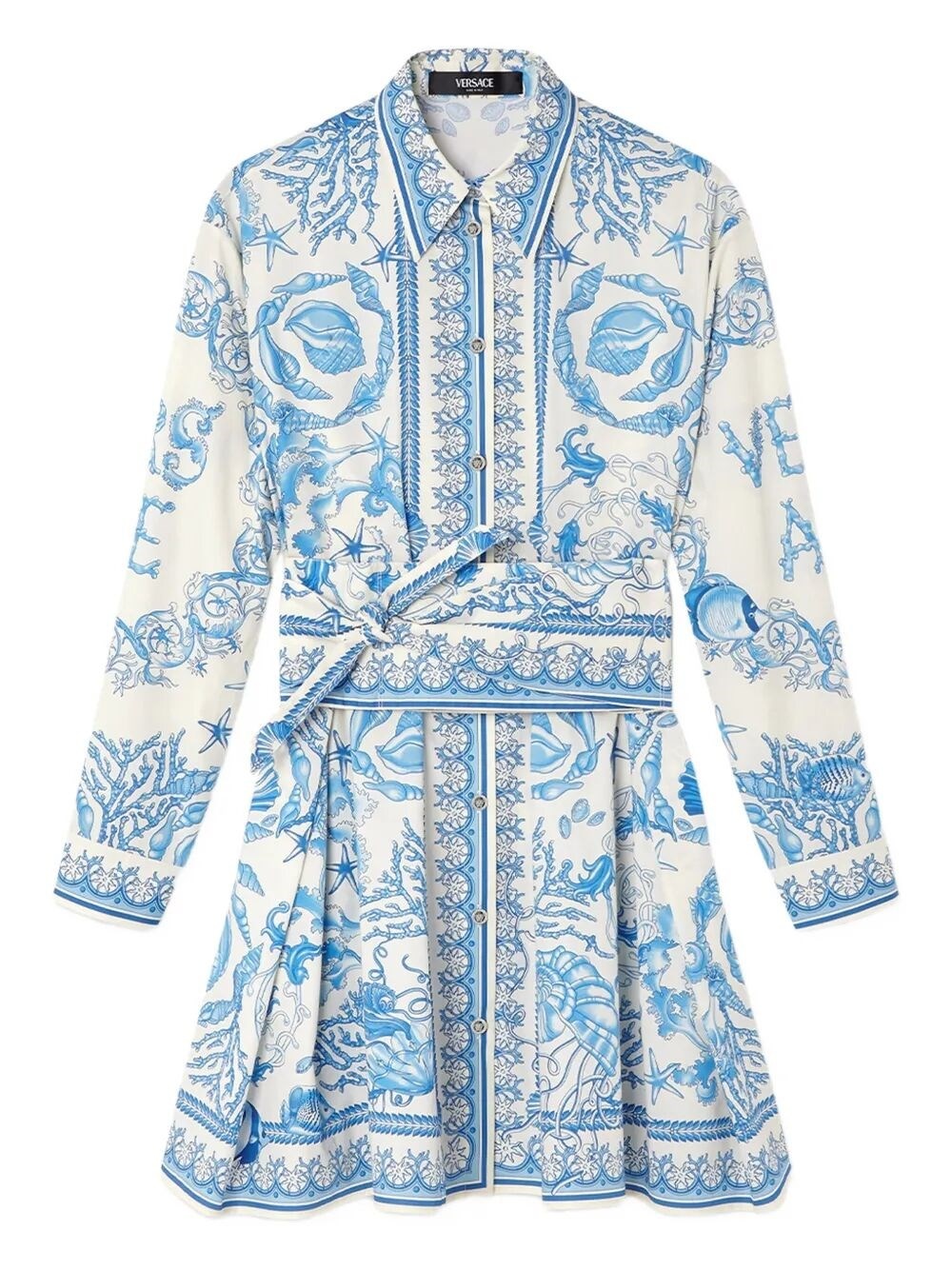 Dress `Underwater Barocco Bicolour Foulard` On Cotton Poplin - 1