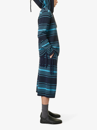 Craig Green Striped tassel-embellished cotton-blend shorts outlook