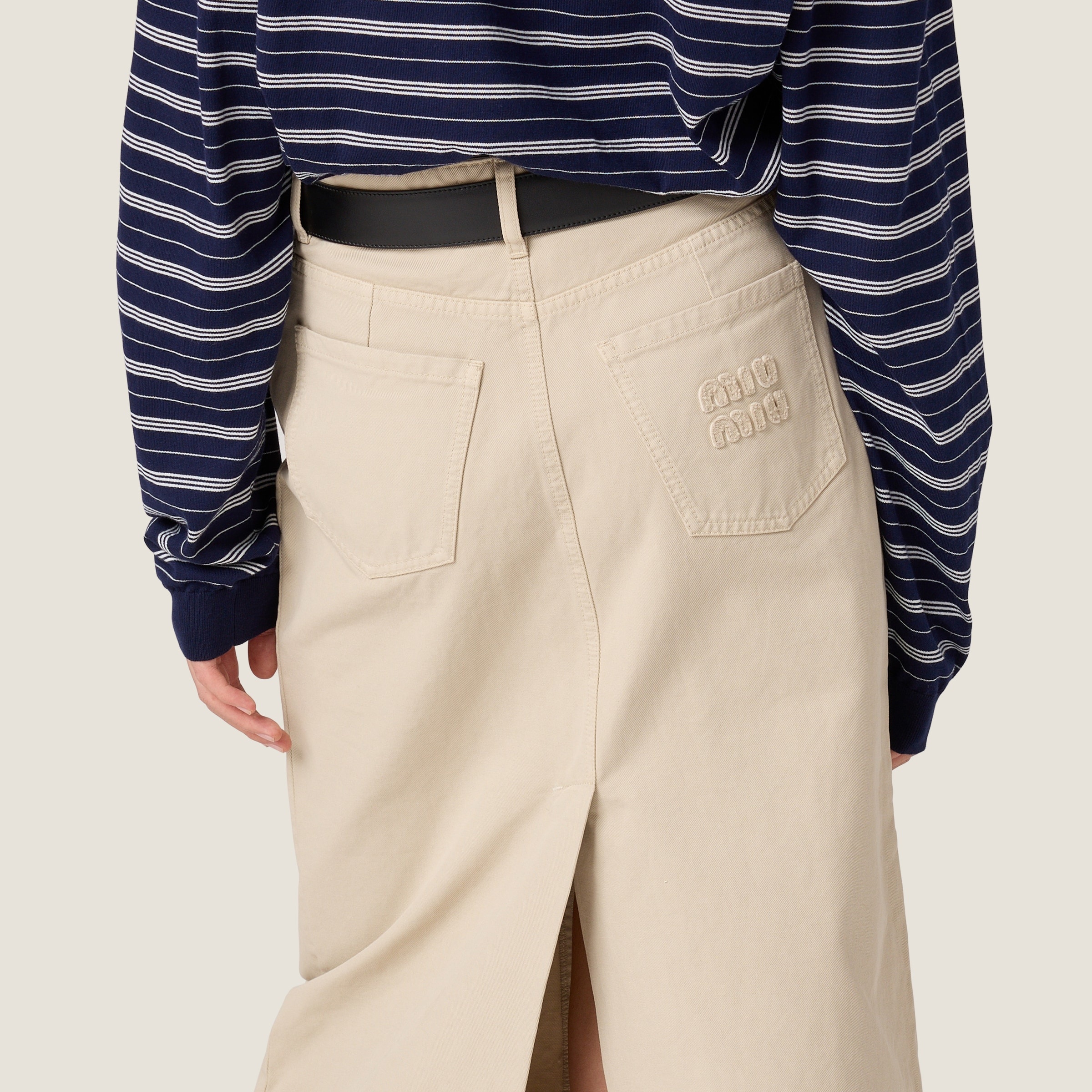 Garment-dyed gabardine midi-skirt - 4