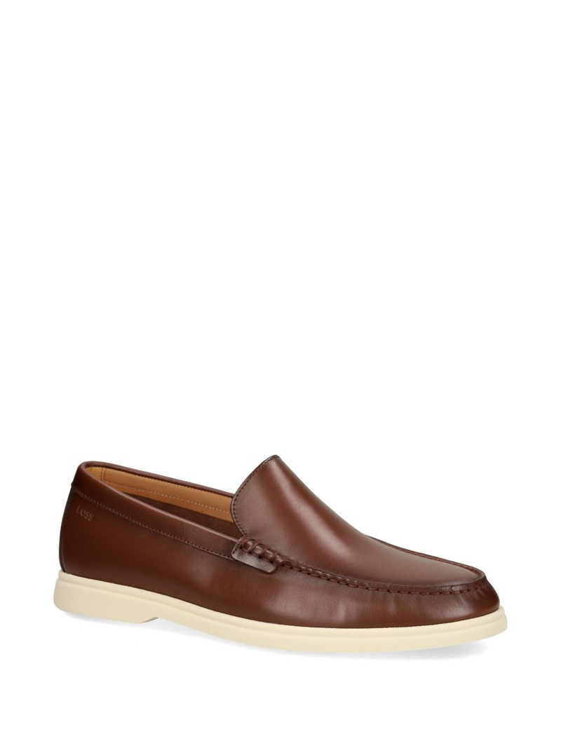 BOSS stitched leather loafers outlook