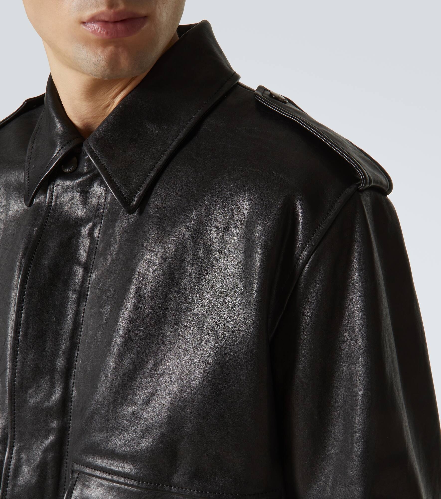 Leather bomber jacket - 5