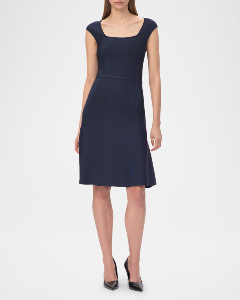 HERVE LEGER The Beatrice Seamed Cap-Sleeve Dress outlook