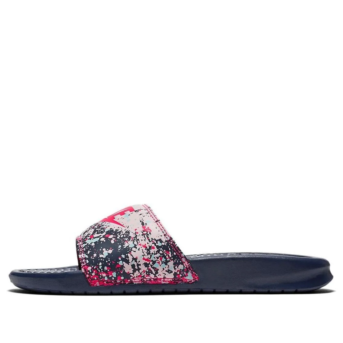 (WMNS) 나이키 benassi JDI 인쇄 스플래시 잉크 Minimalistic 유니섹스 블랙 핑크 슬리퍼 618919-401 - 1