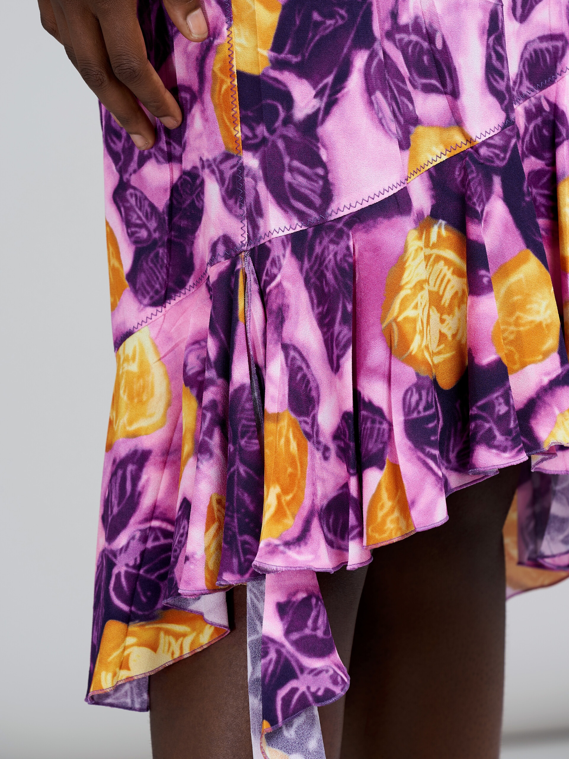 MORNING BLOSSOM PRINT VISCOSE SABLÈ SKIRT - 4