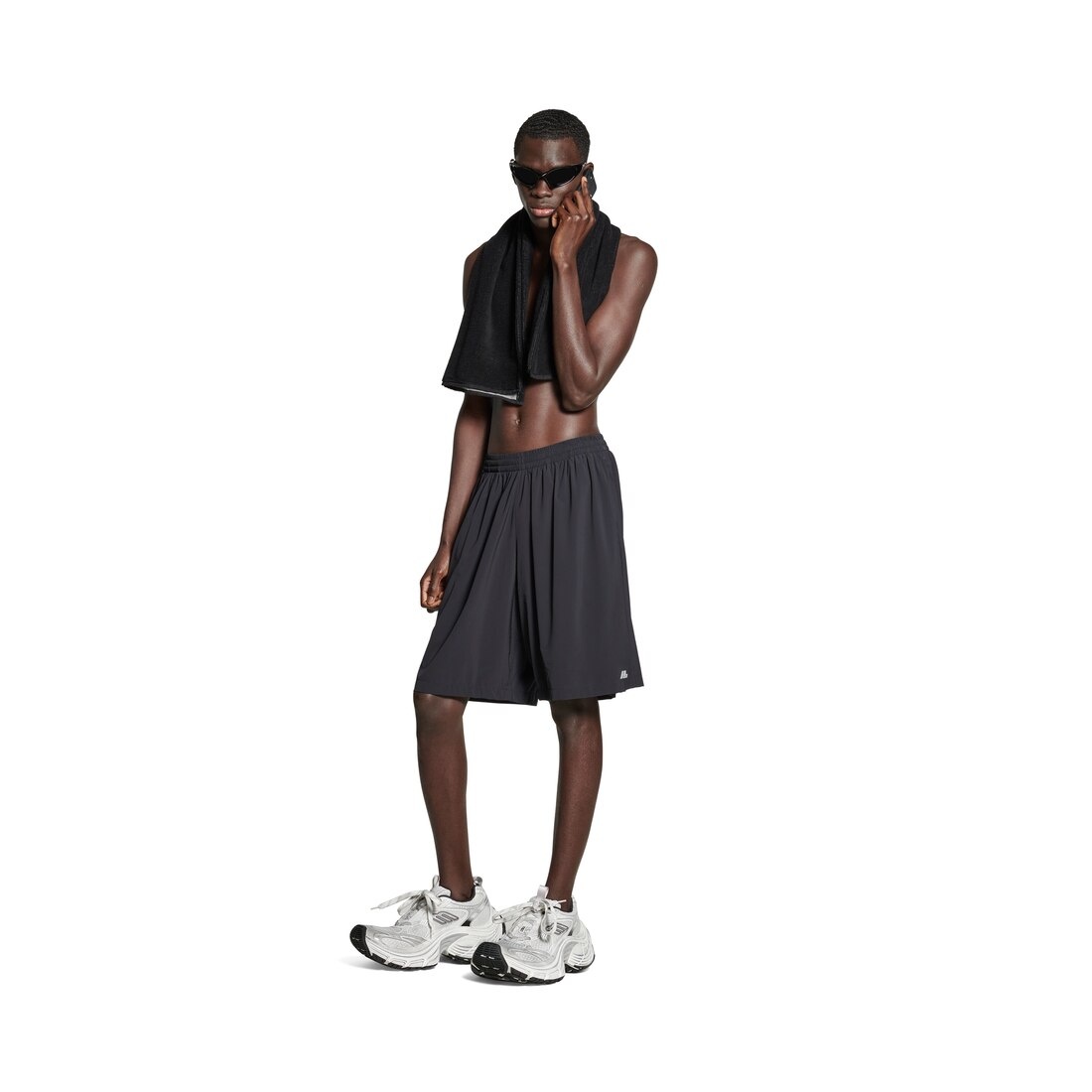 Men's Activewear Stretch Shorts in Black - 2