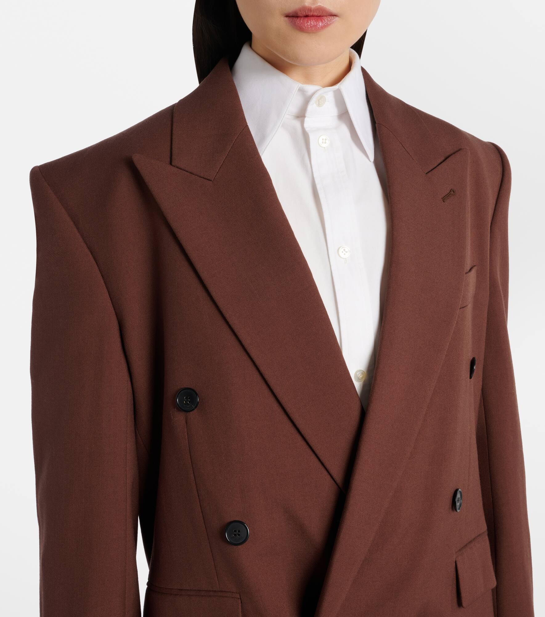 Double-breasted wool gabardine blazer - 4