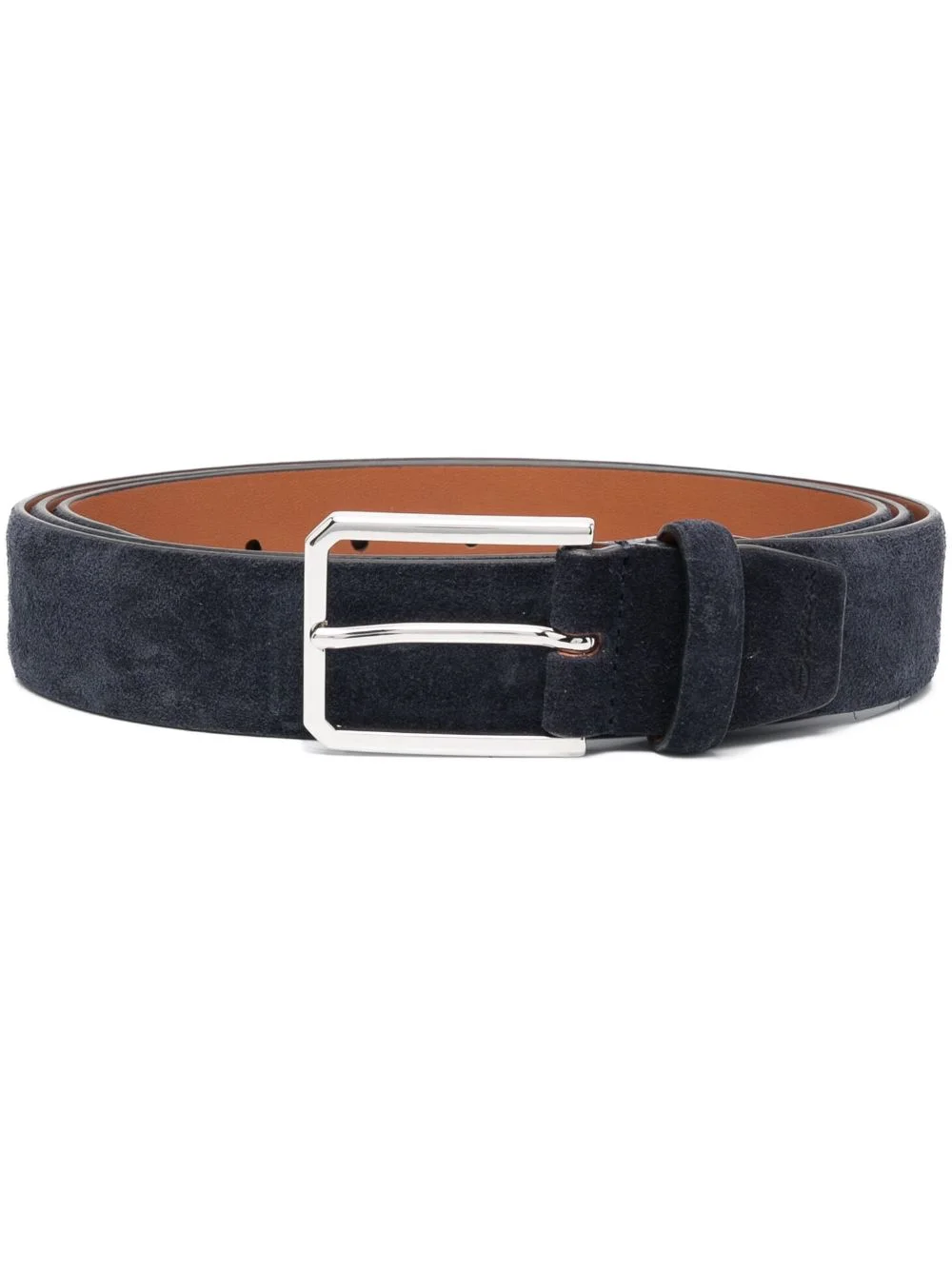 rectangular buckle leather belt - 1
