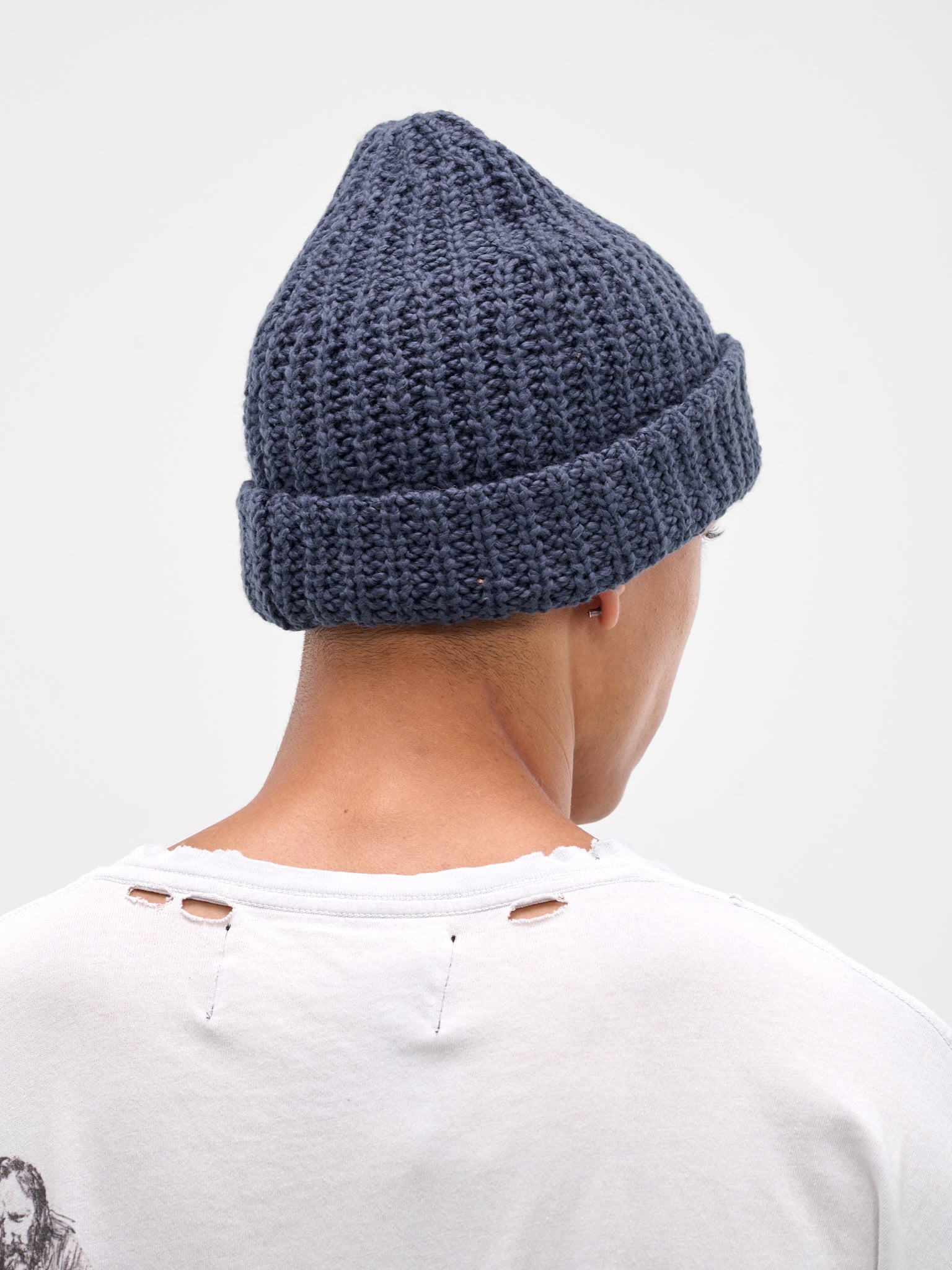 Navy Hand-Knit Beanie - 3
