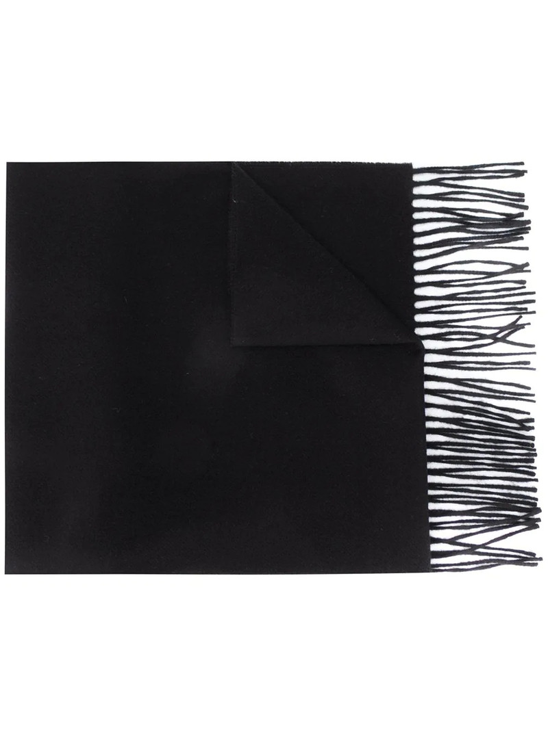 logo-embroidered fringed scarf 1