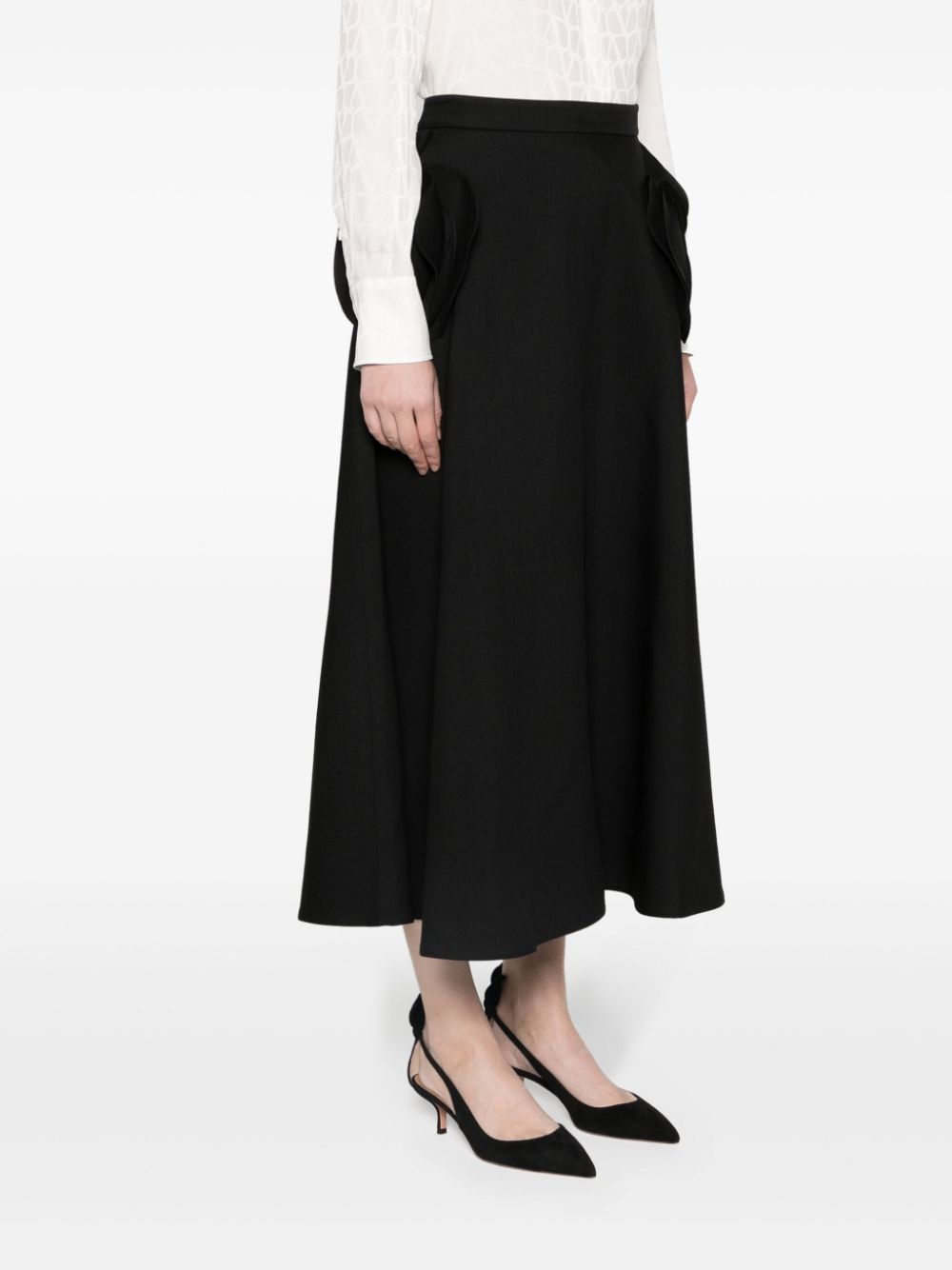 floral-appliquÃ© flared A-line skirt - 3