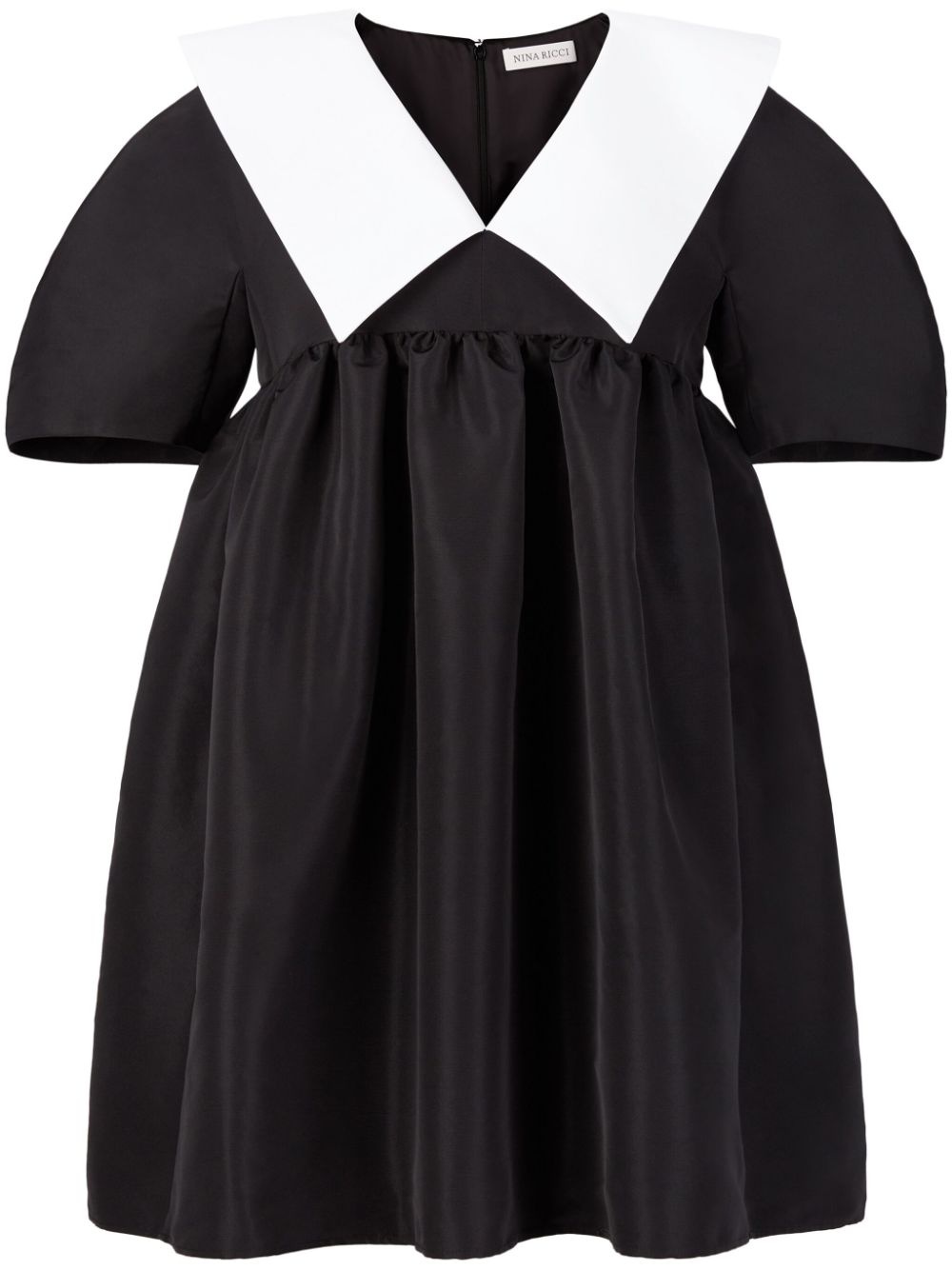 contrasting-collar taffeta babydoll dress - 1