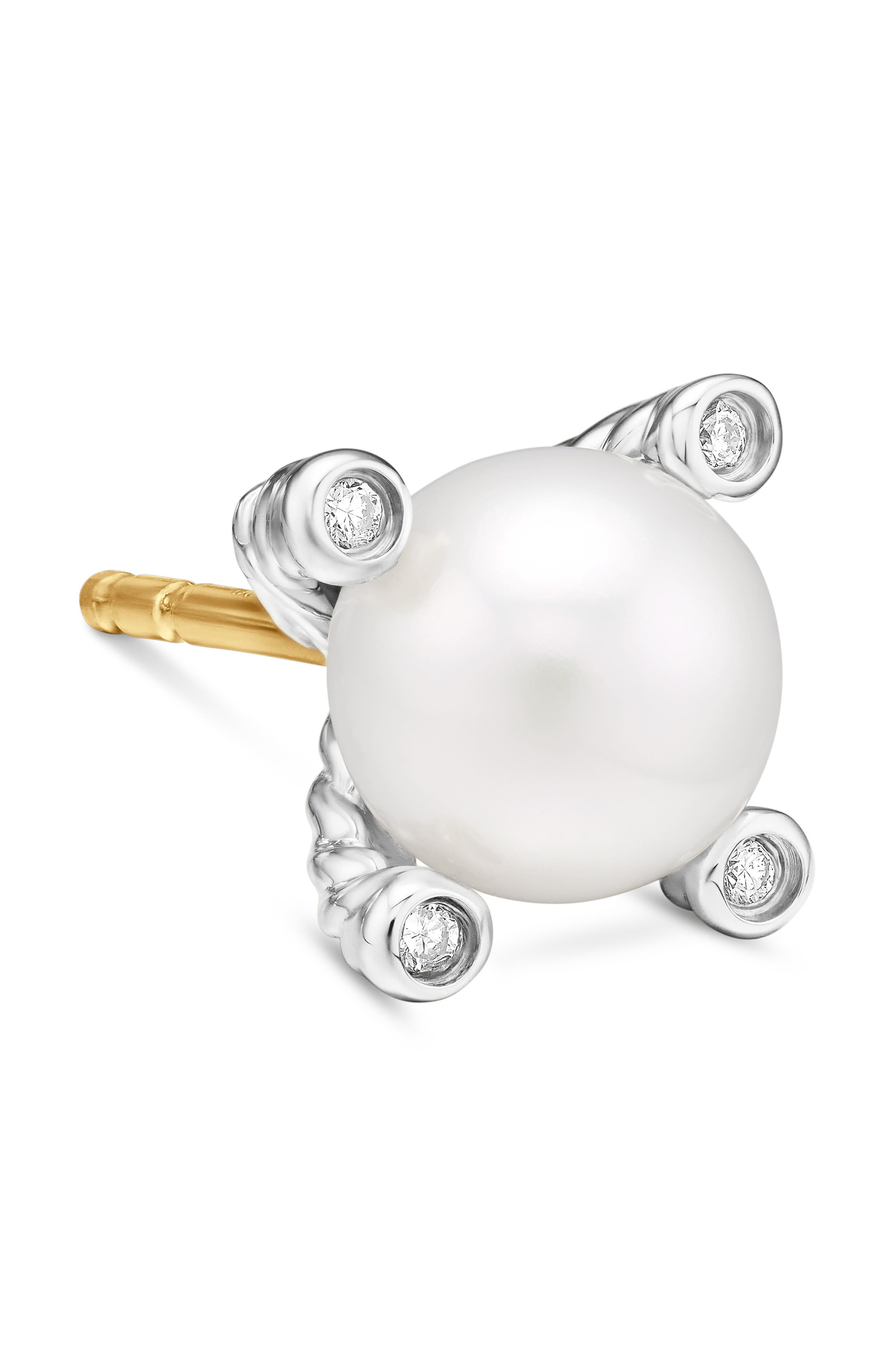 David Yurman Small Freshwater Pearl & Diamond Stud Earrings at Nordstrom - 4