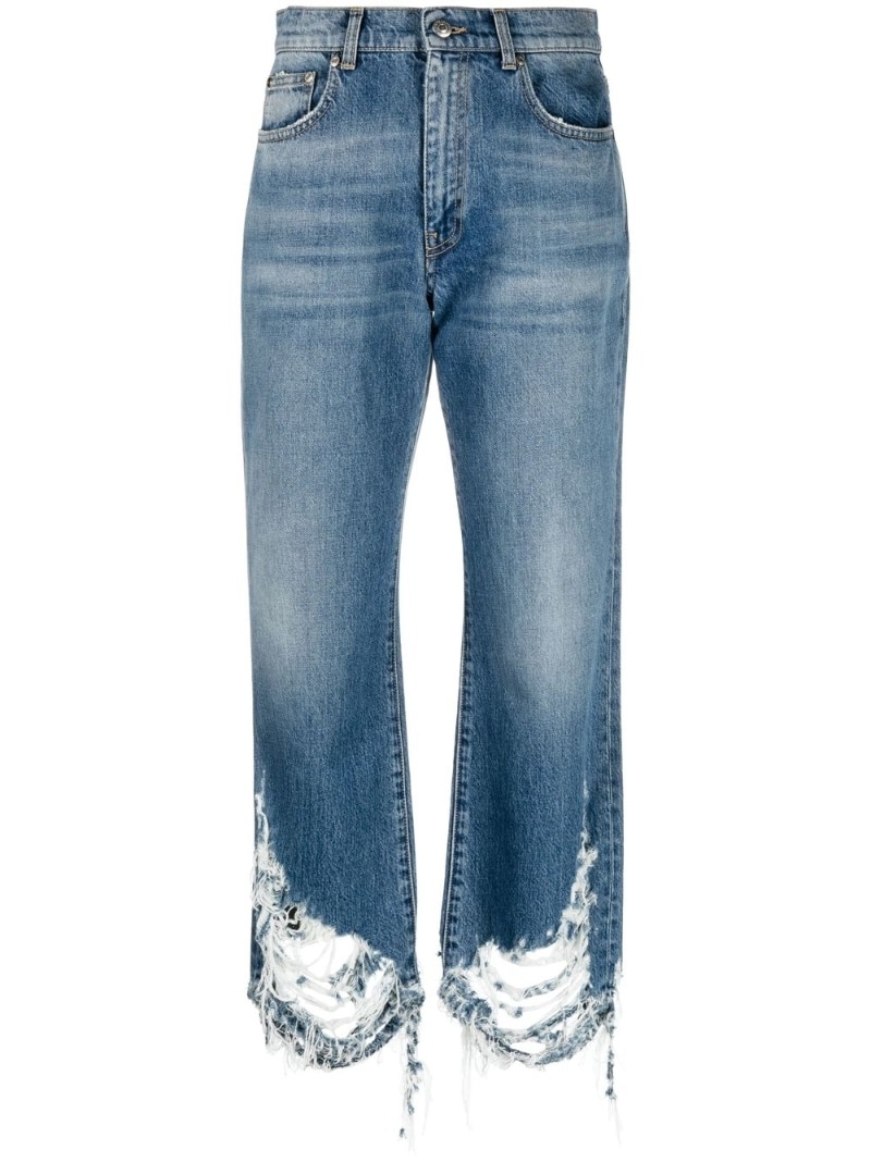 distressed-effect straight-leg jeans - 1