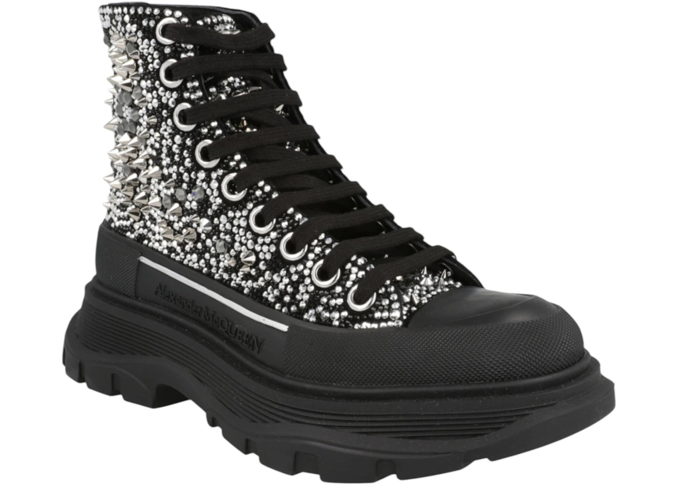 Alexander McQueen Tread Slick Boot Black Silver Crystal (Women's) - 2