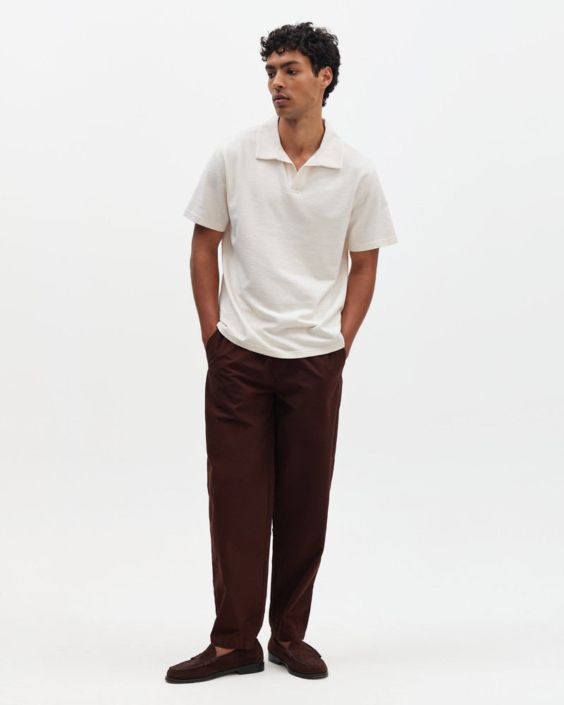 Tyne - Dark Brown Cotton Poplin Loose Fit Trousers 3