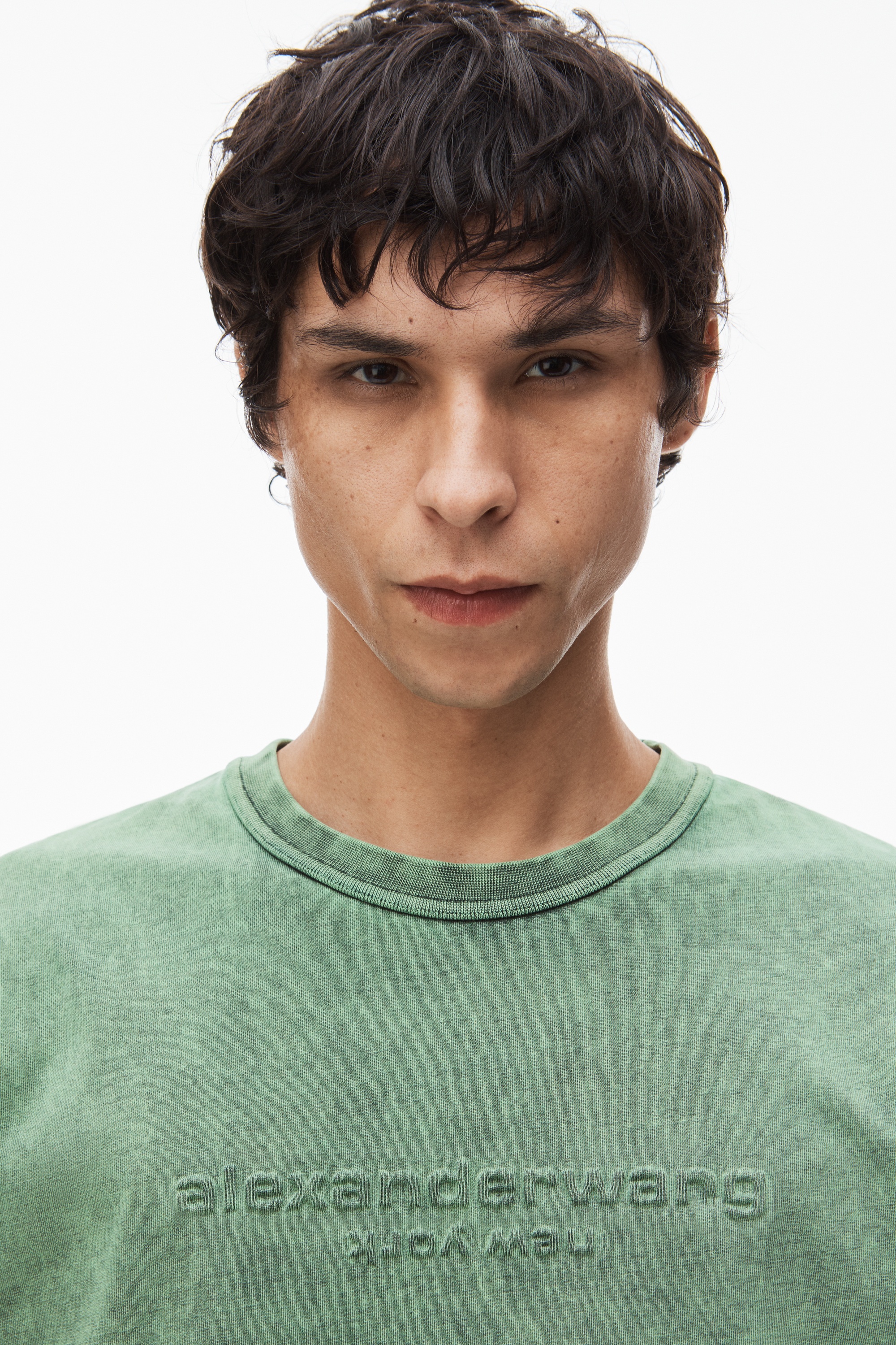 embossed logo tee in compact jersey - 5