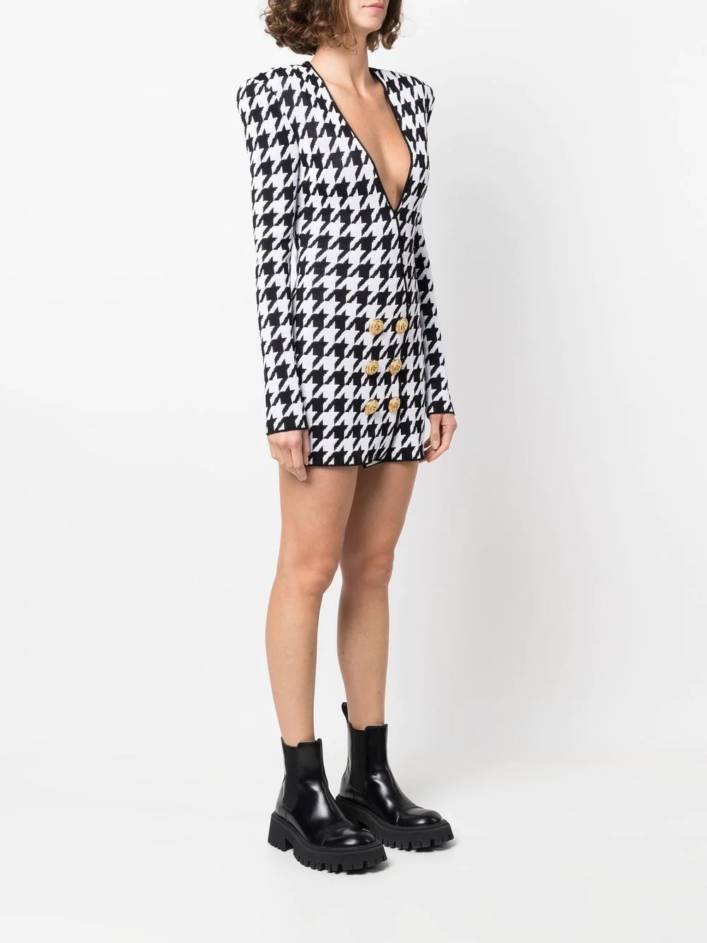 houndstooth-print dress - 3