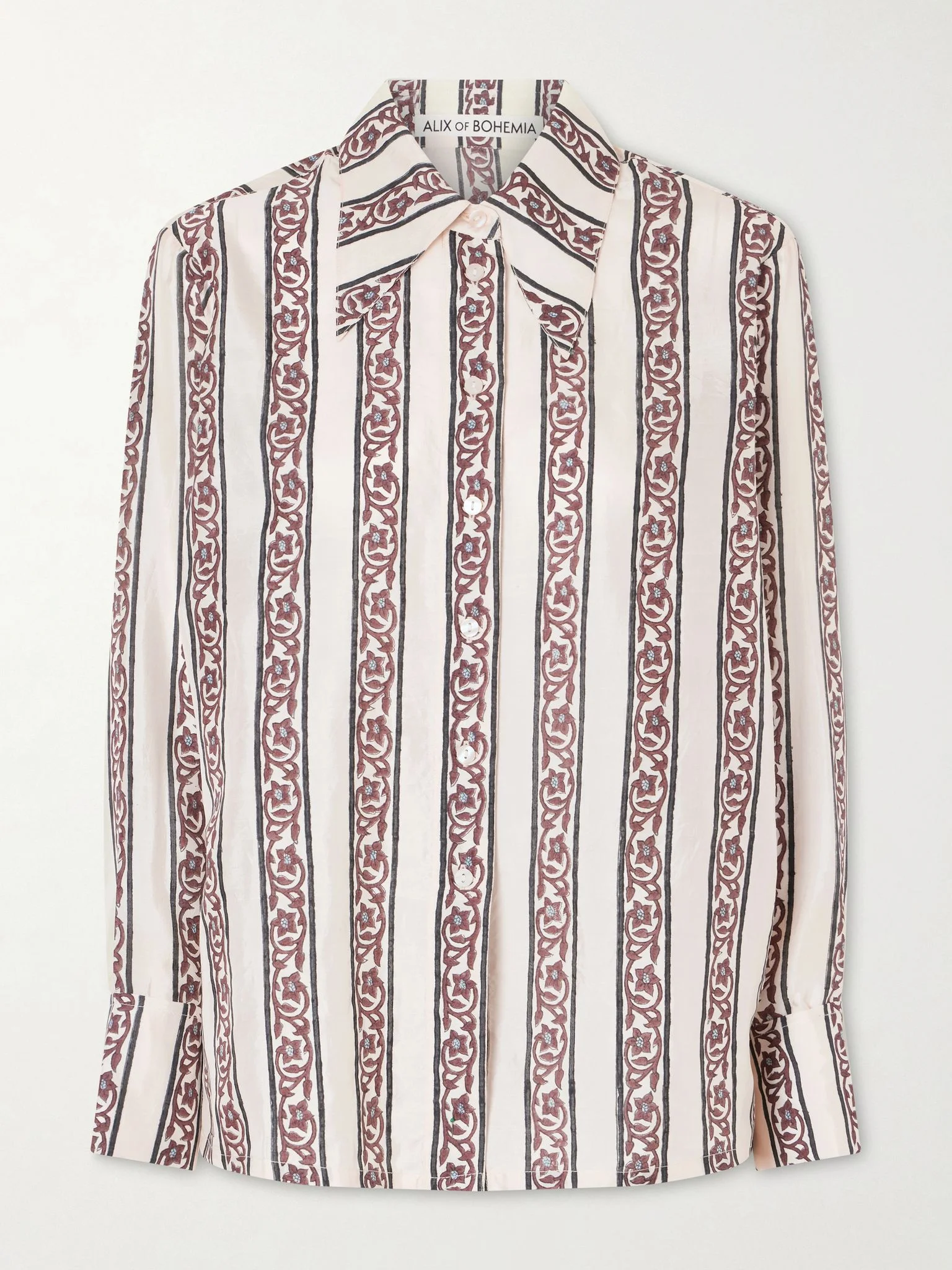 Dana printed silk-satin shirt Burgundy - 1