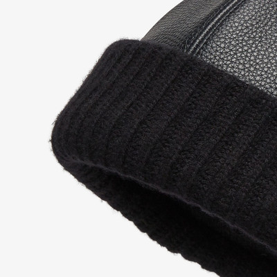 FENDI Black leather and cashmere beanie outlook