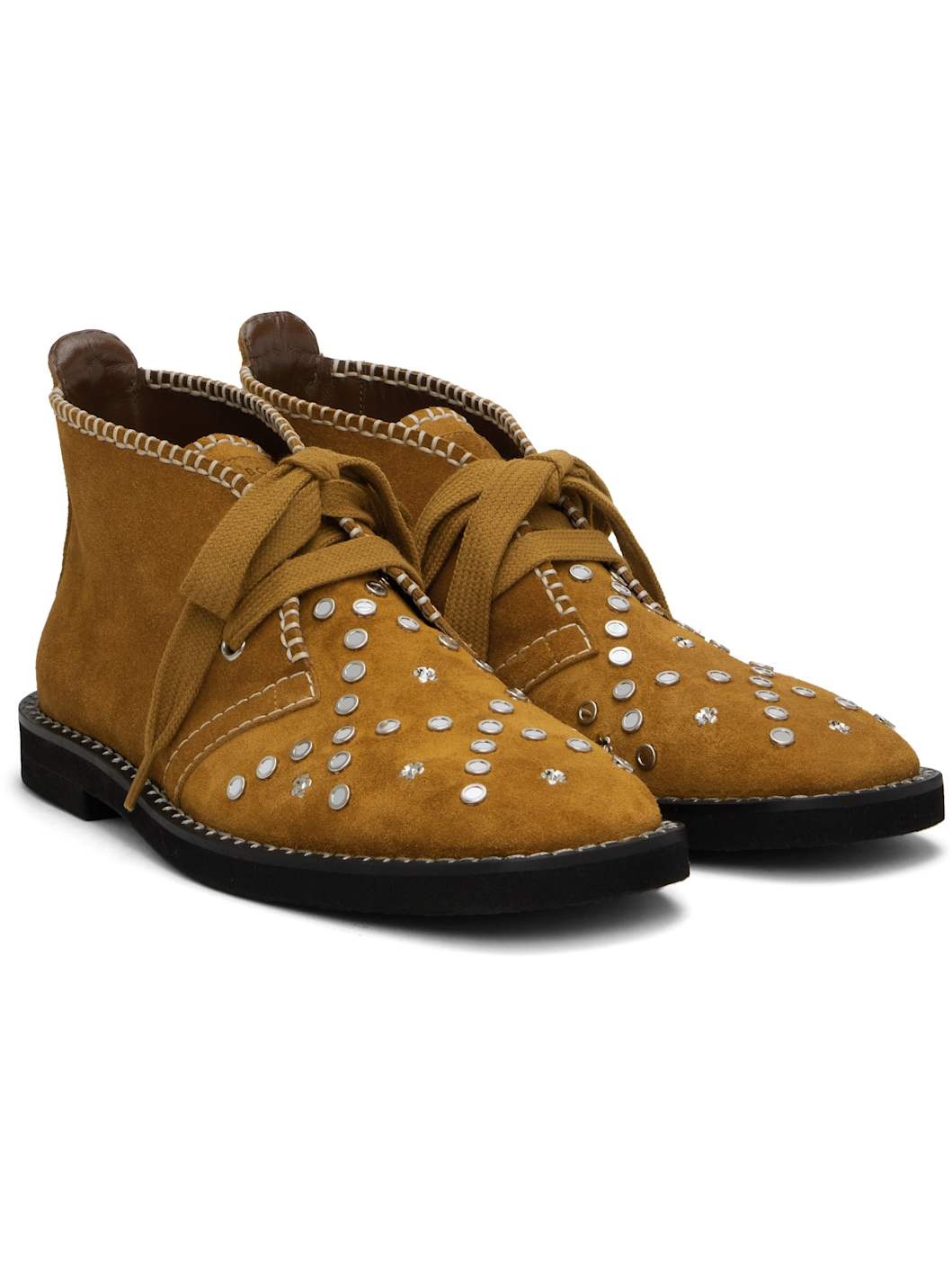 Tan Desert Lace Studs Boots - 4