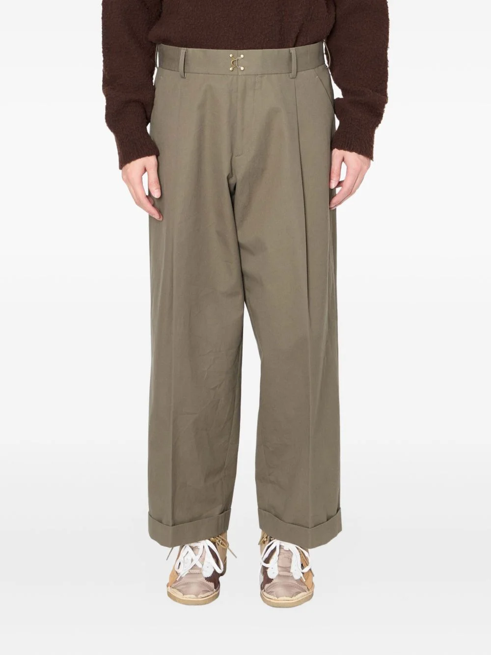 pleated-cuffed trousers - 1