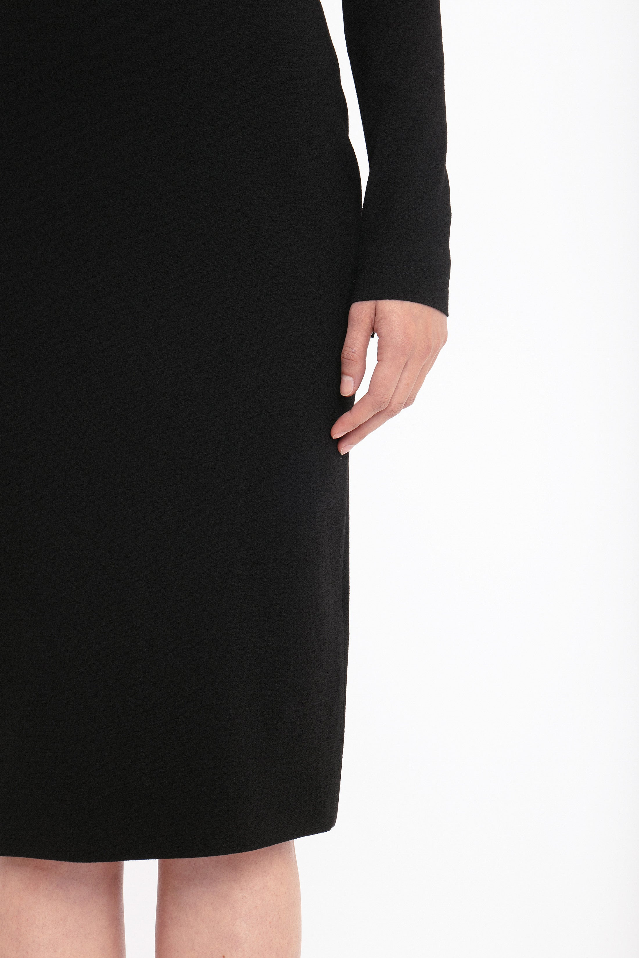Long Sleeve T-Shirt Fitted Dress In Black - 6
