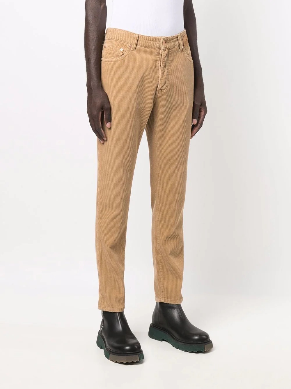 slim leg corduroy logo trousers - 3