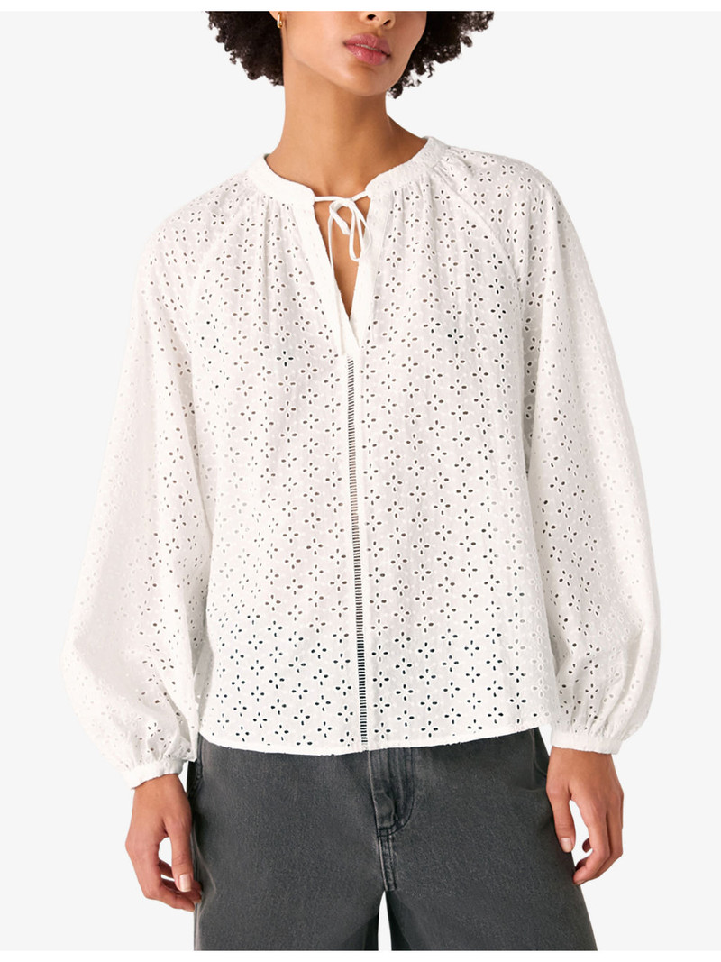 Broderie V-Neck Cotton Blouse 3