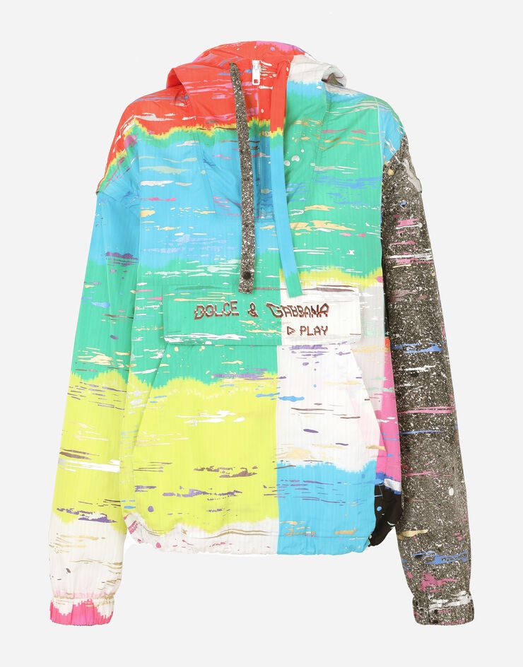 Nylon windbreaker with multi-colored glitch print - 3