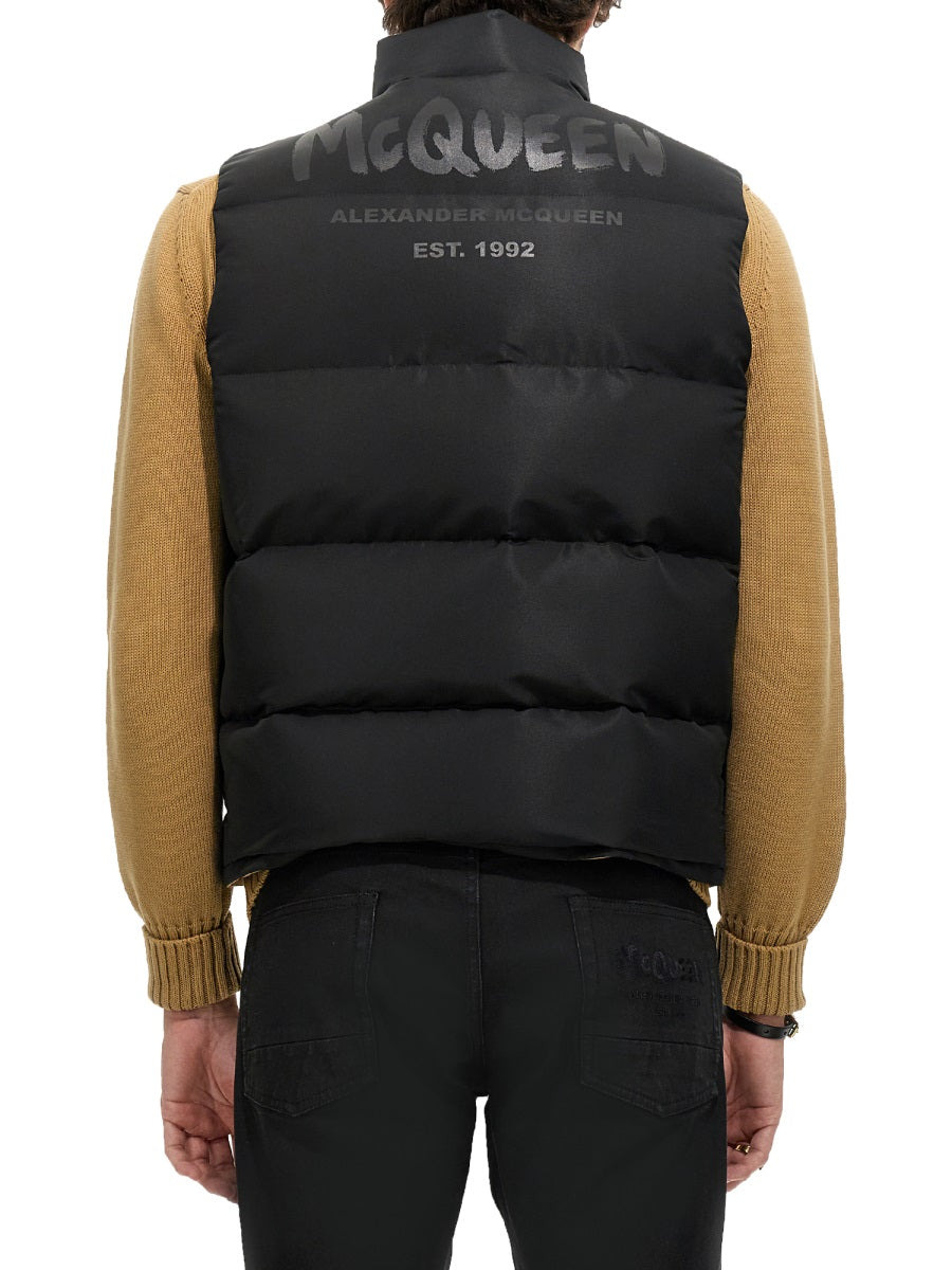 Graffiti Logo Print Down Vest - 3