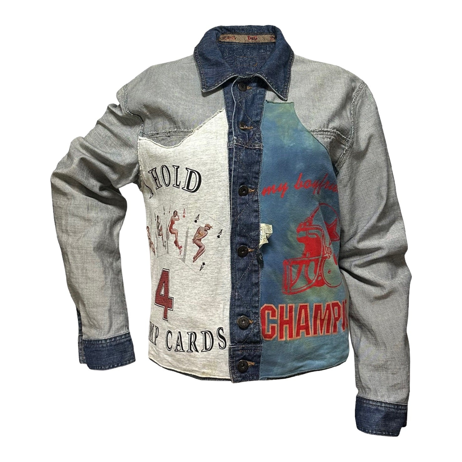 D&G - D&G Spring Summer 2002 Panther Patchwork Reversible Denim Jacket - 1