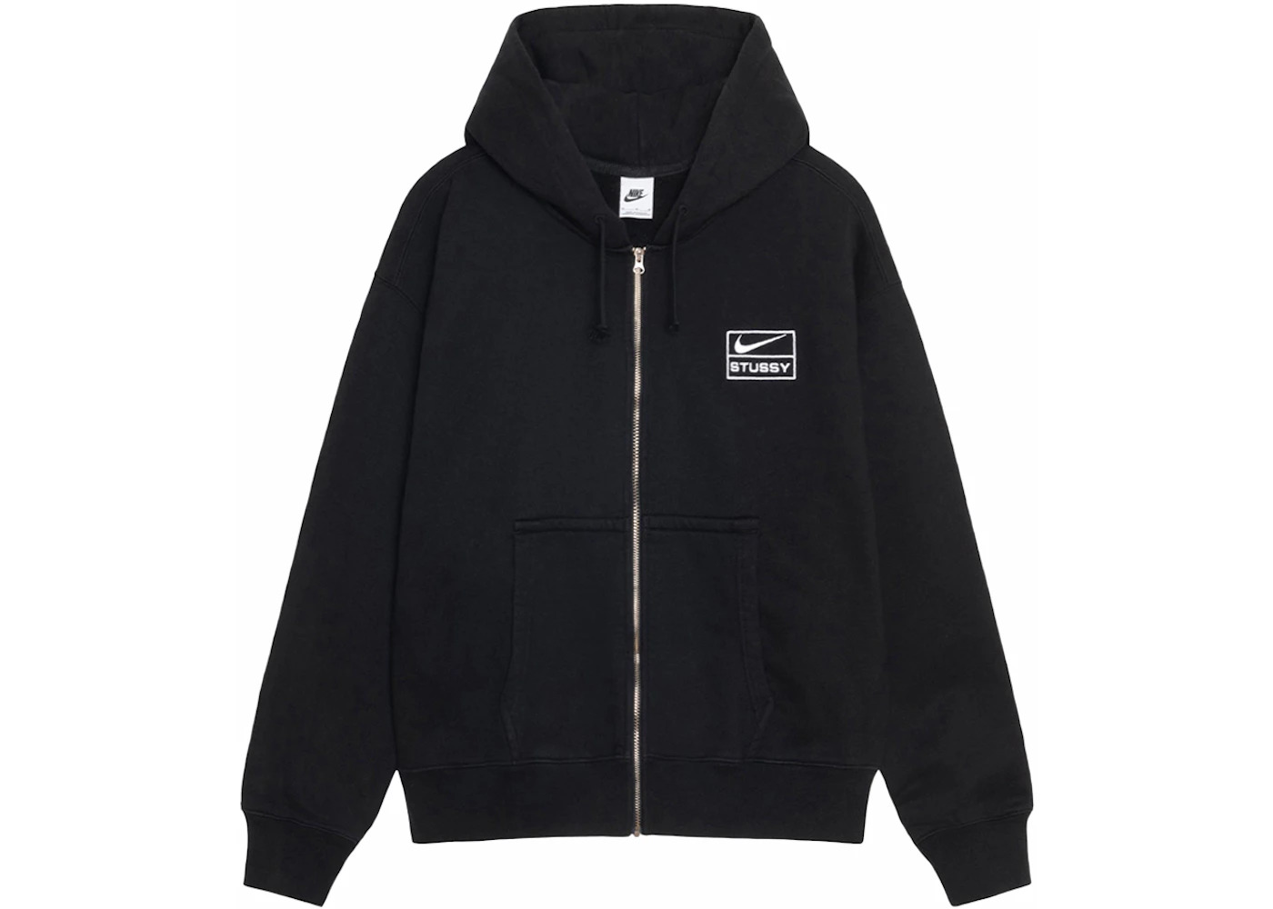 Stussy x Nike Stone Washed Fleece Zip Hoodie (SS24) Black - 1