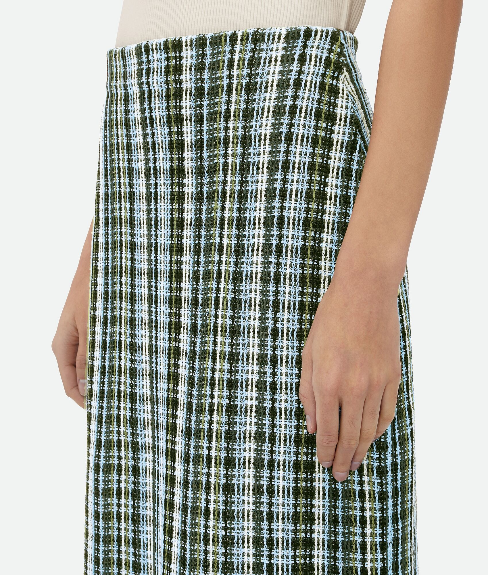 Cotton Viscose Check Skirt - 4