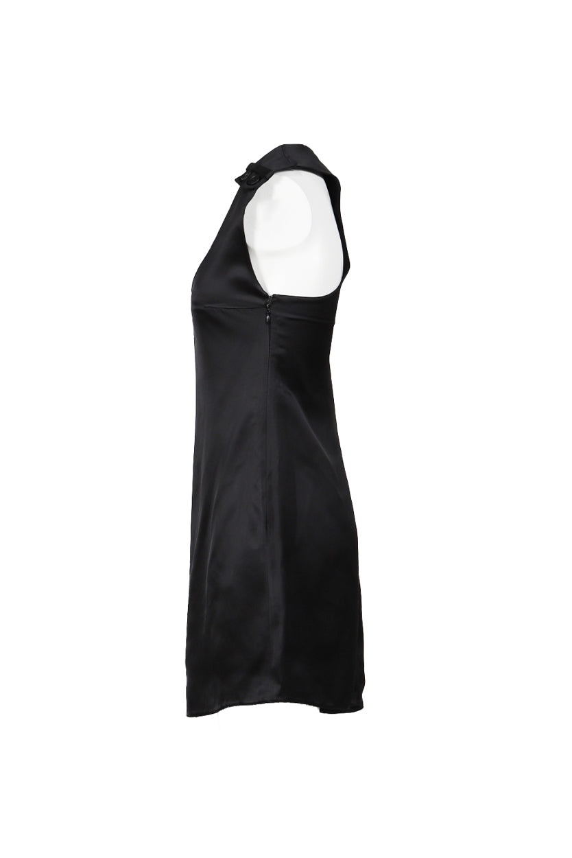 DOUBLE BUCKLE SATIN DRESS / BLK - 3