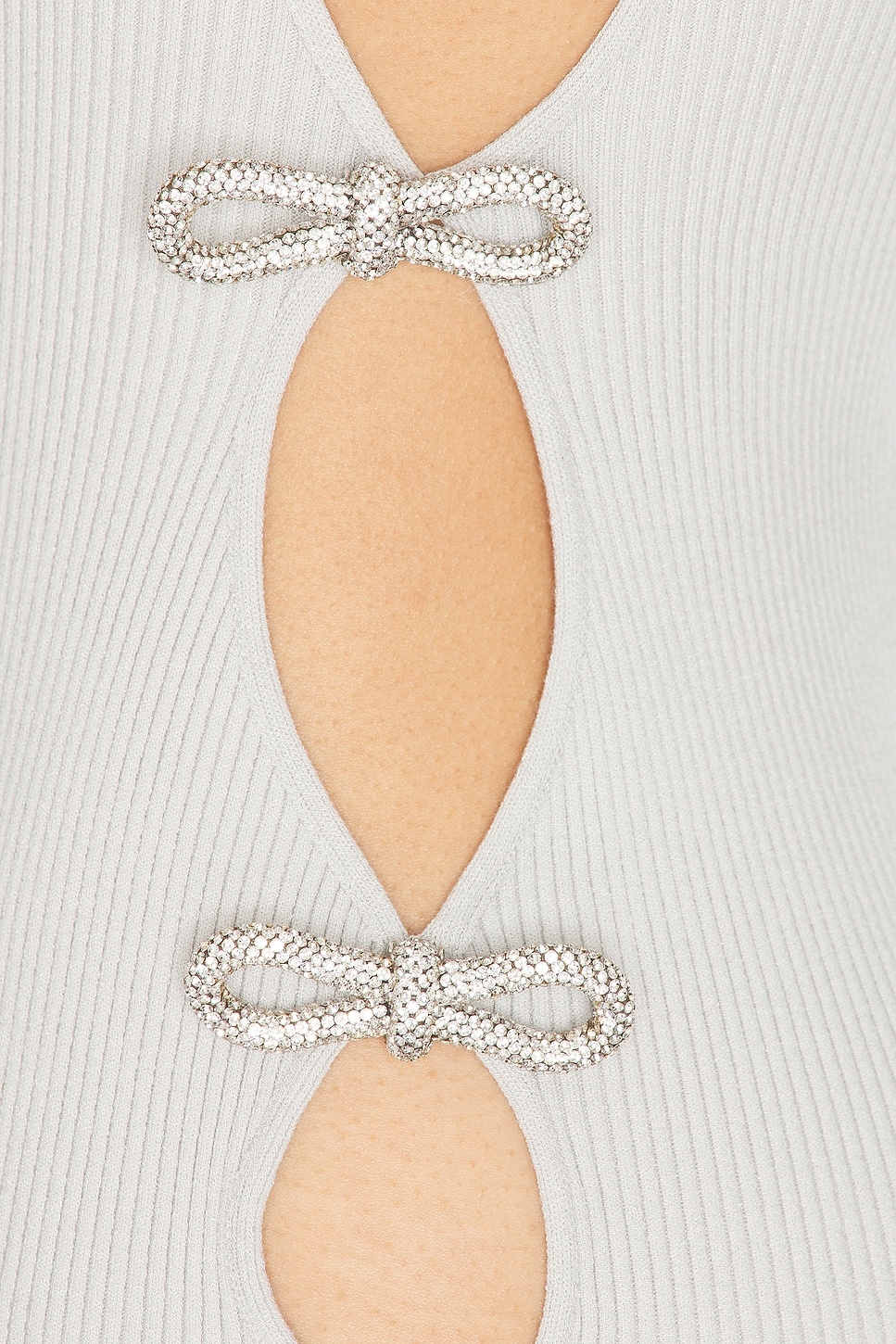 Knit Cutout Mini Dress with Crystal Bows - 5