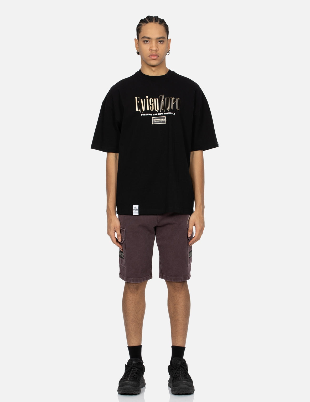 Gold Foil Calligraphy Logo Print Oversized T-shirt - 5