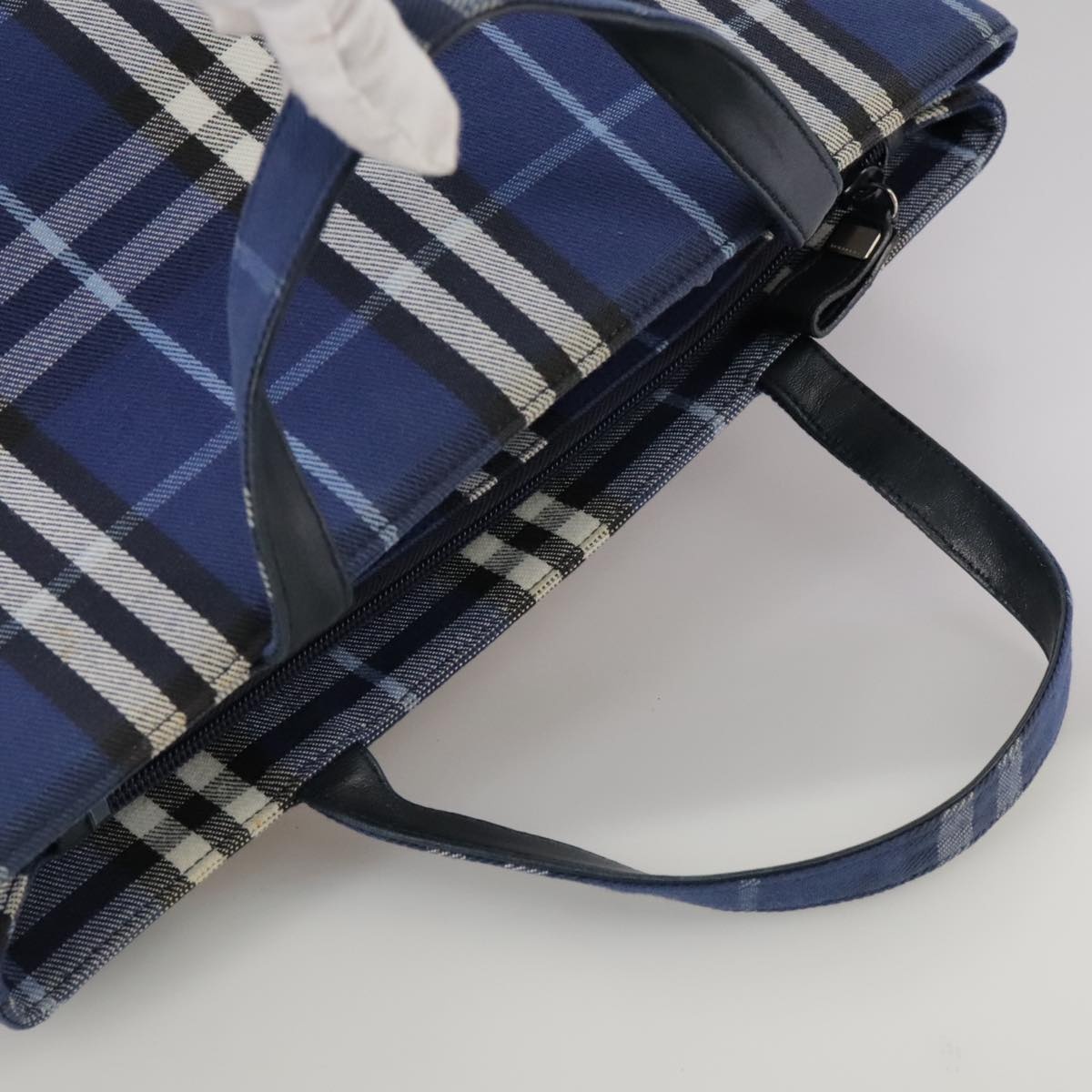 Burberry Nova Check Hand Bag Canvas Blue - 6