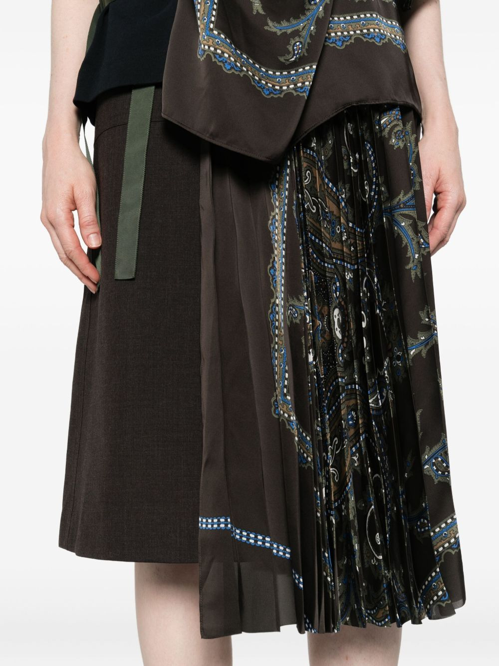 paisley-print panelled midi skirt - 5